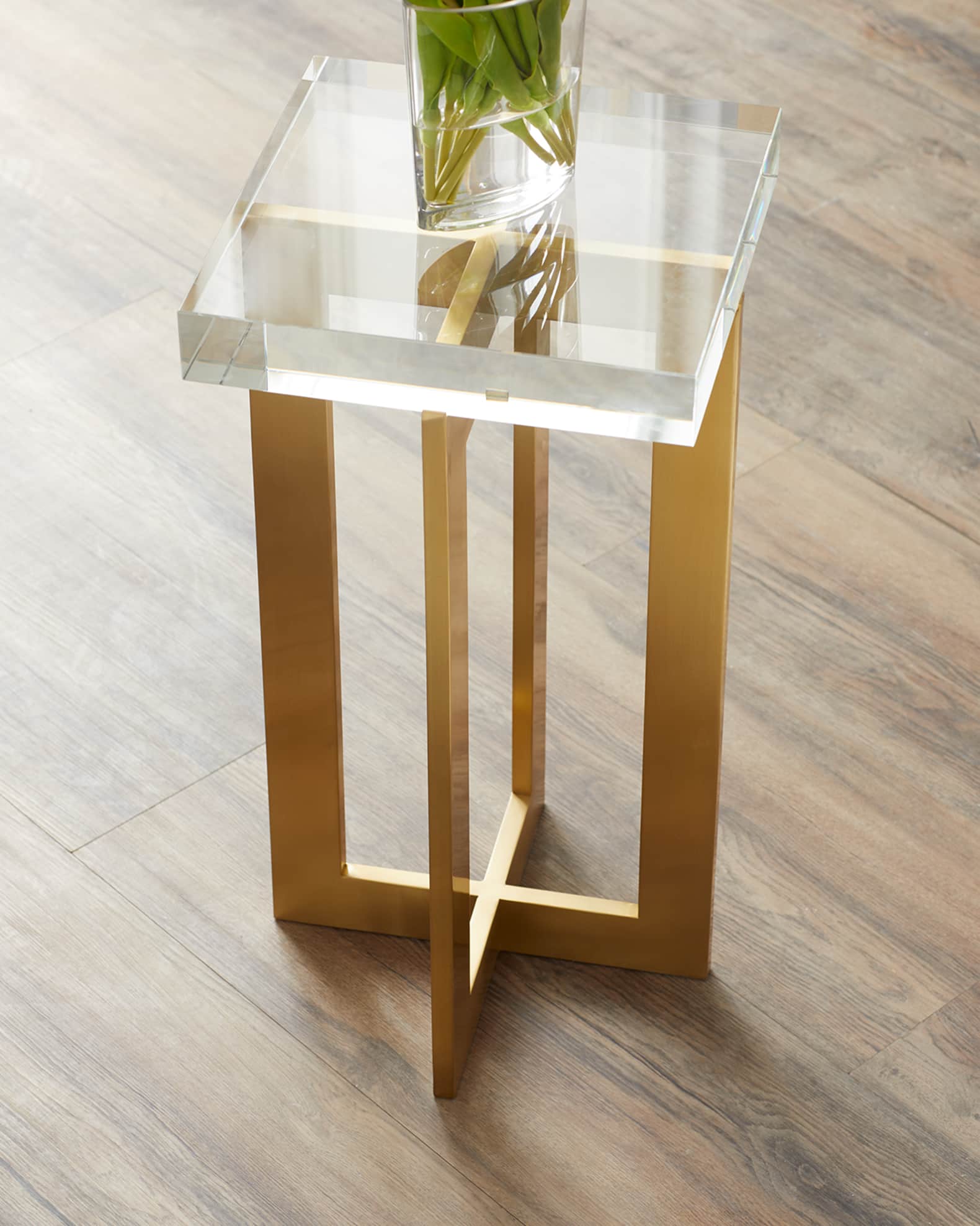 JohnRichard Collection Polished Brass and Crystal Martini Table