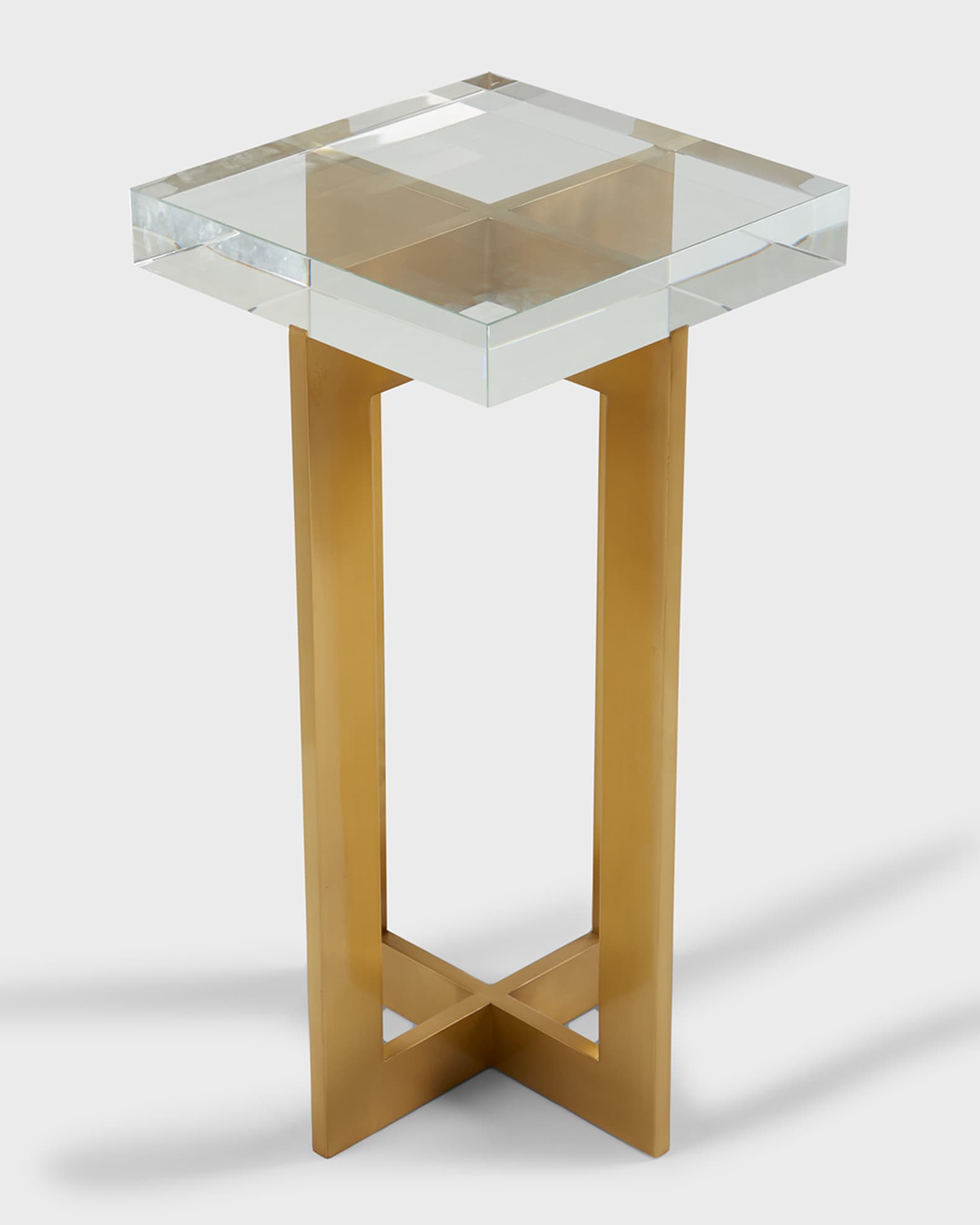Polished Brass and Crystal Martini Table 0