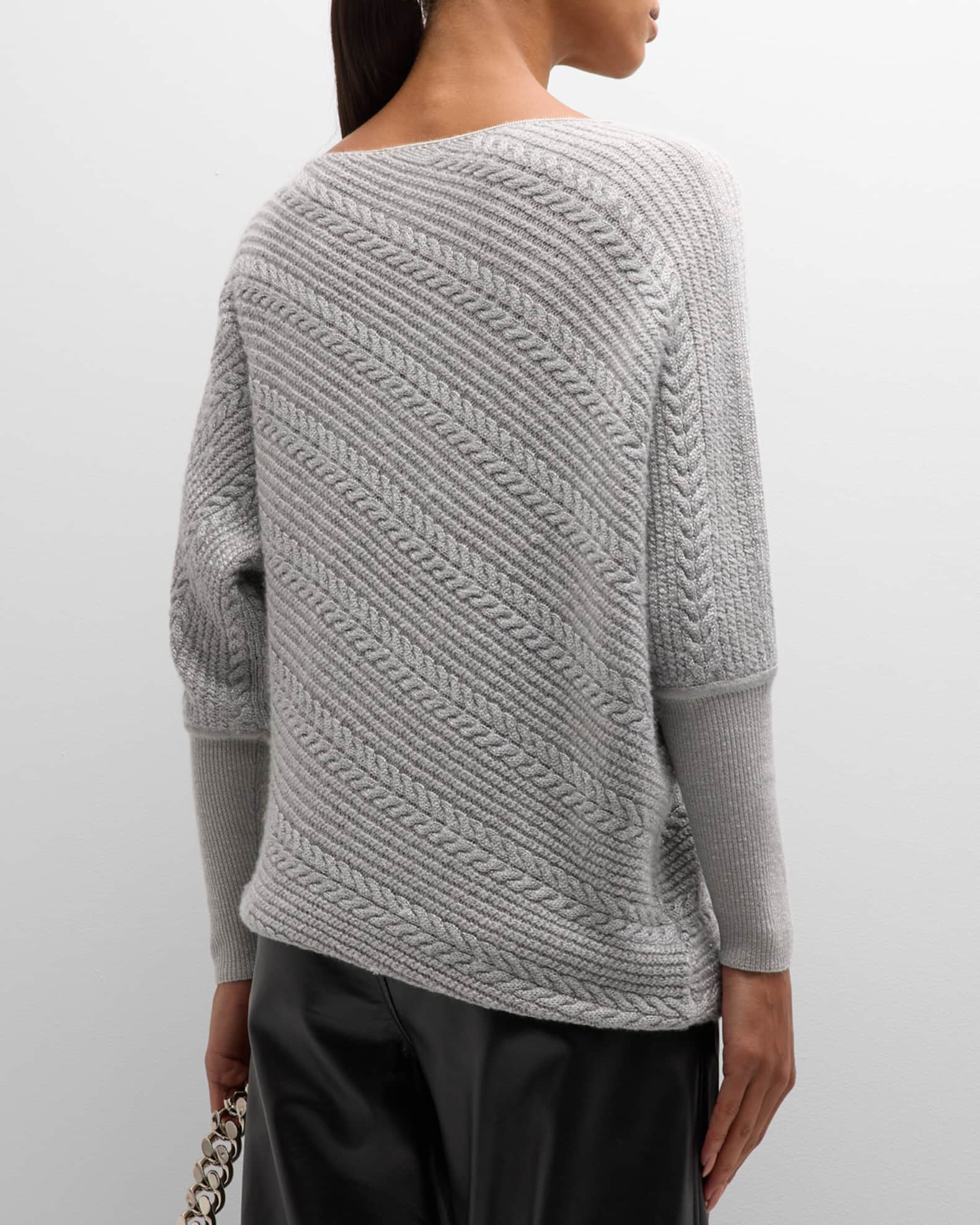 Neiman Marcus Cashmere Collection Cashmere CableKnit Dolman Sweater