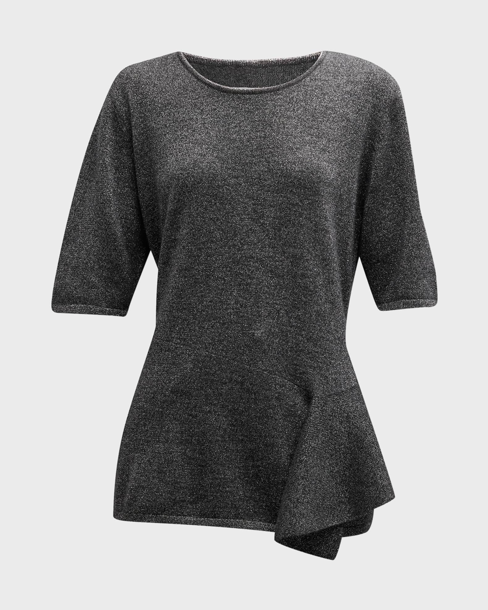 Neiman Marcus Cashmere Collection Cashmere Lurex Fitted Peplum Top ...