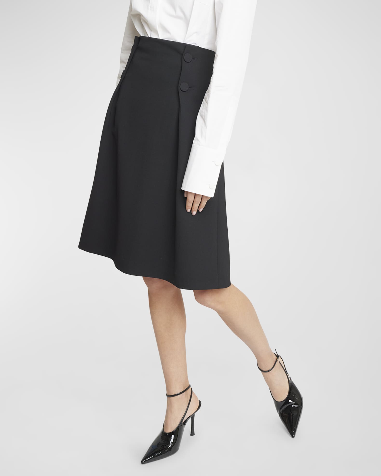 Givenchy Button Wool Skirt | Neiman Marcus