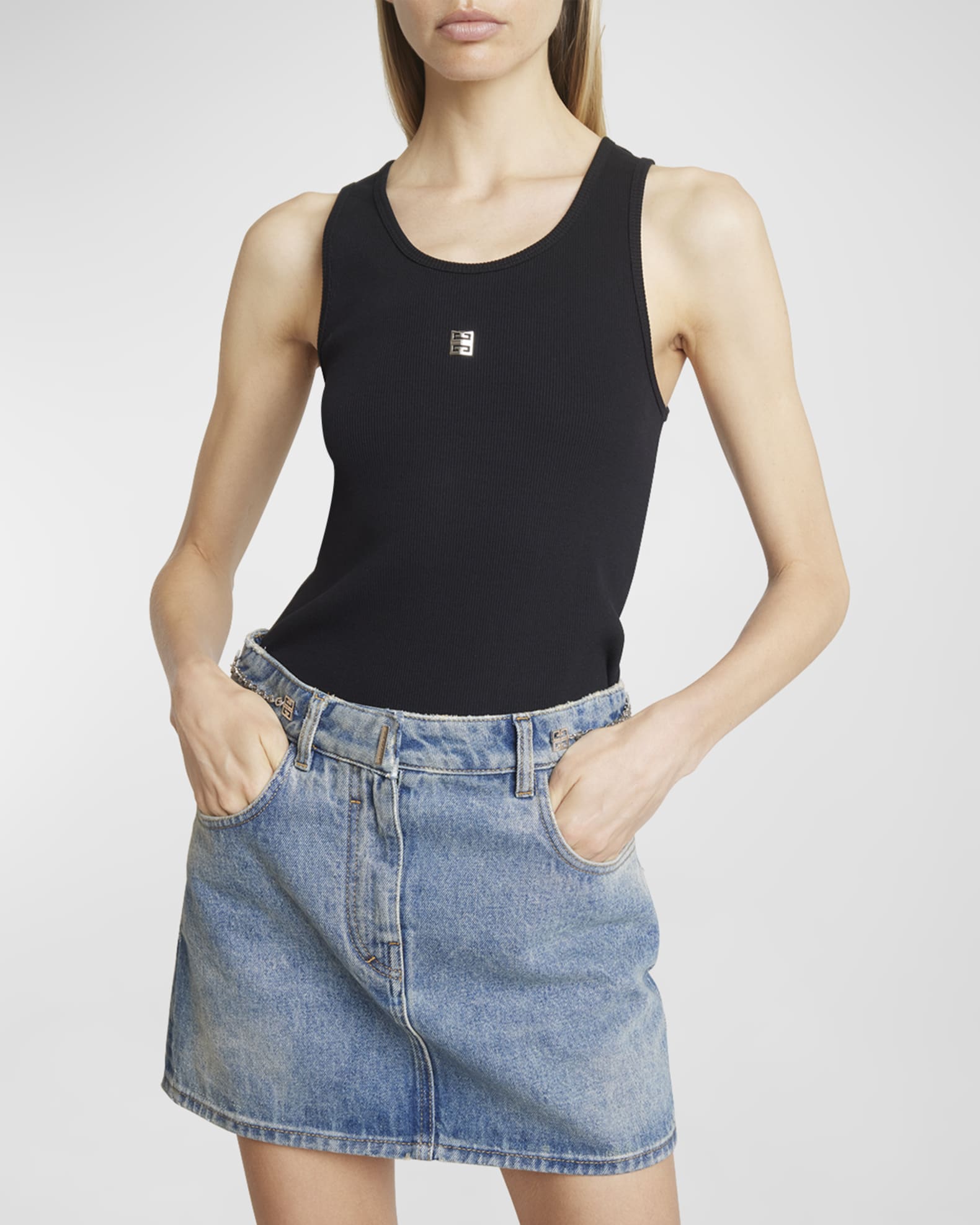 Givenchy Ribbed Tank Top with Logo Detail Neiman Marcus