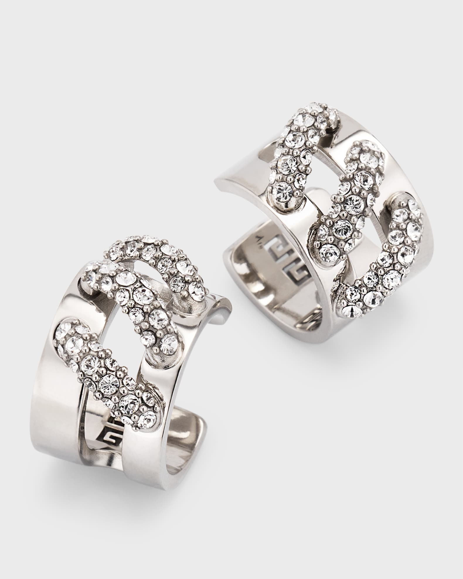 Givenchy Stitch Crystal Hoop Earrings | Neiman Marcus