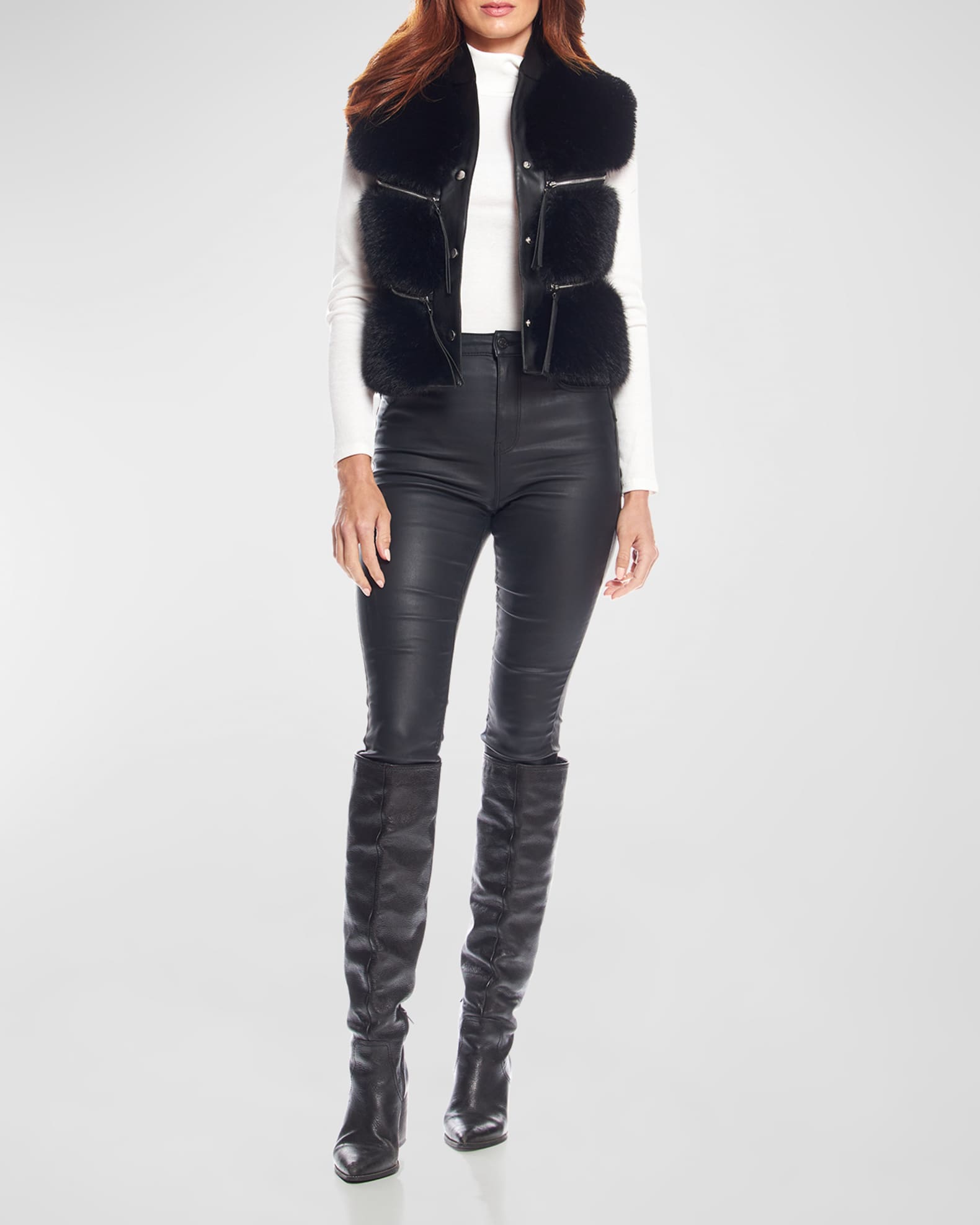 La Moda Fox Faux Fur Vest  1