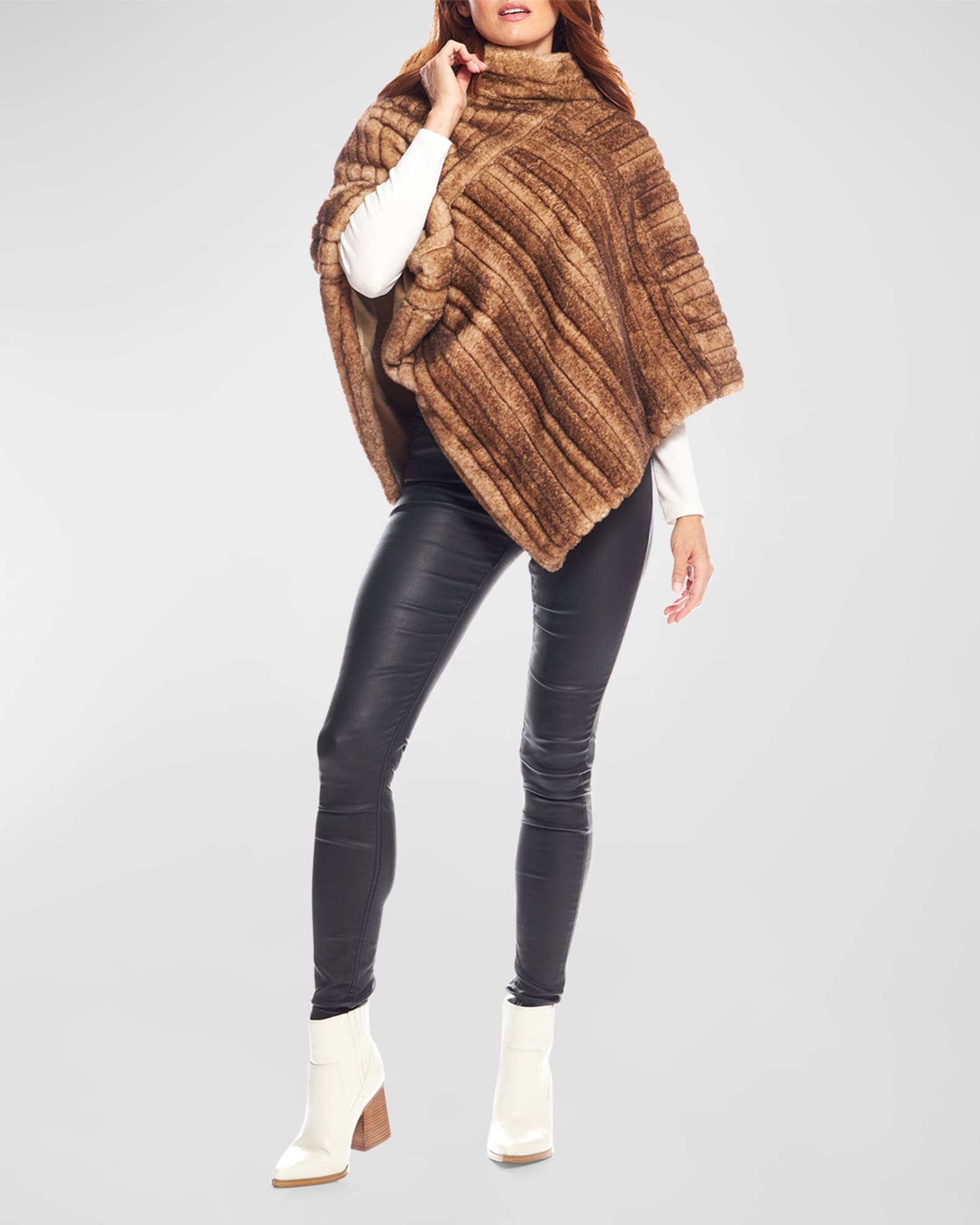 Faux mink poncho on sale