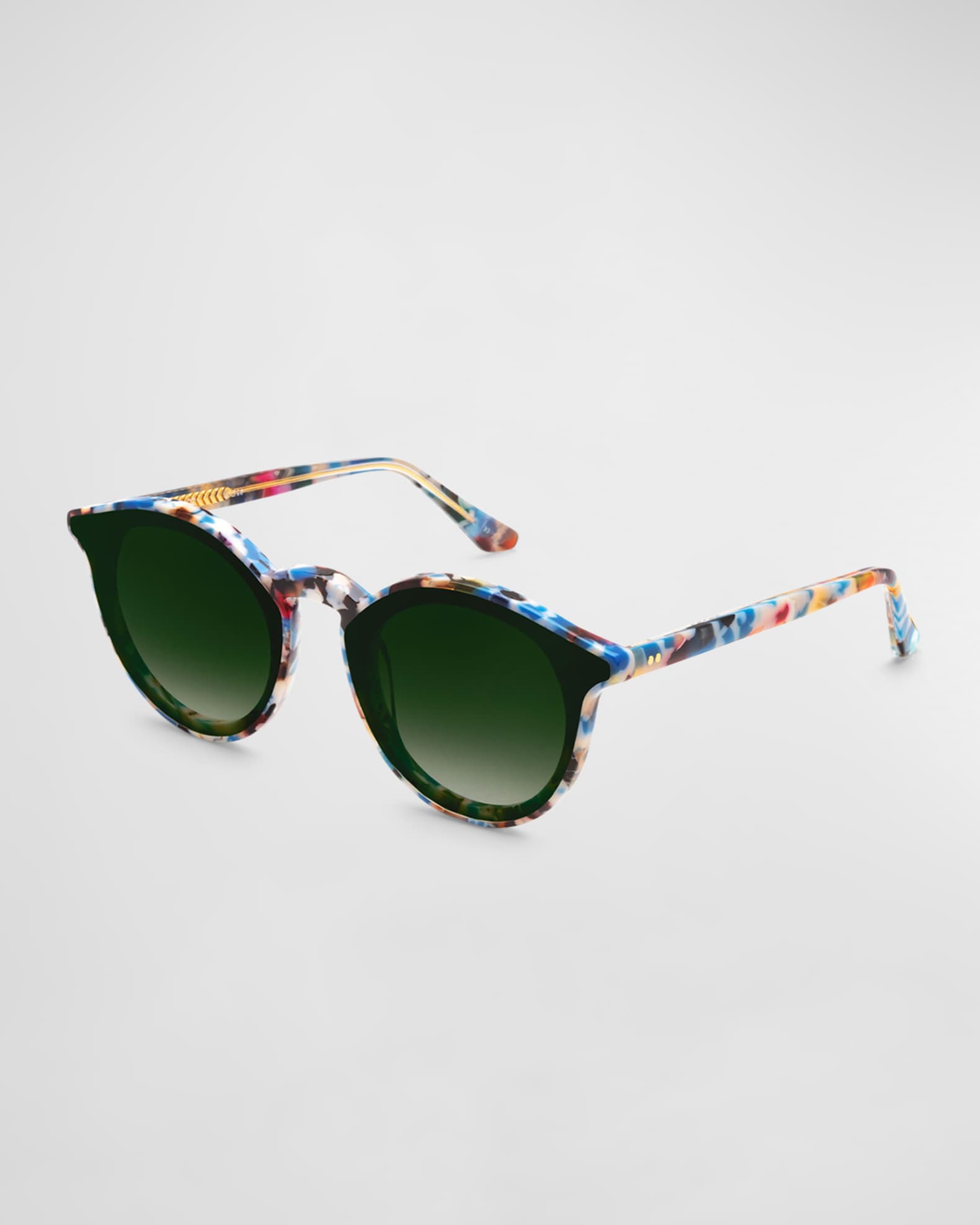 KREWE Collins Nylon Santorini Acetate Round Sunglasses Neiman Marcus