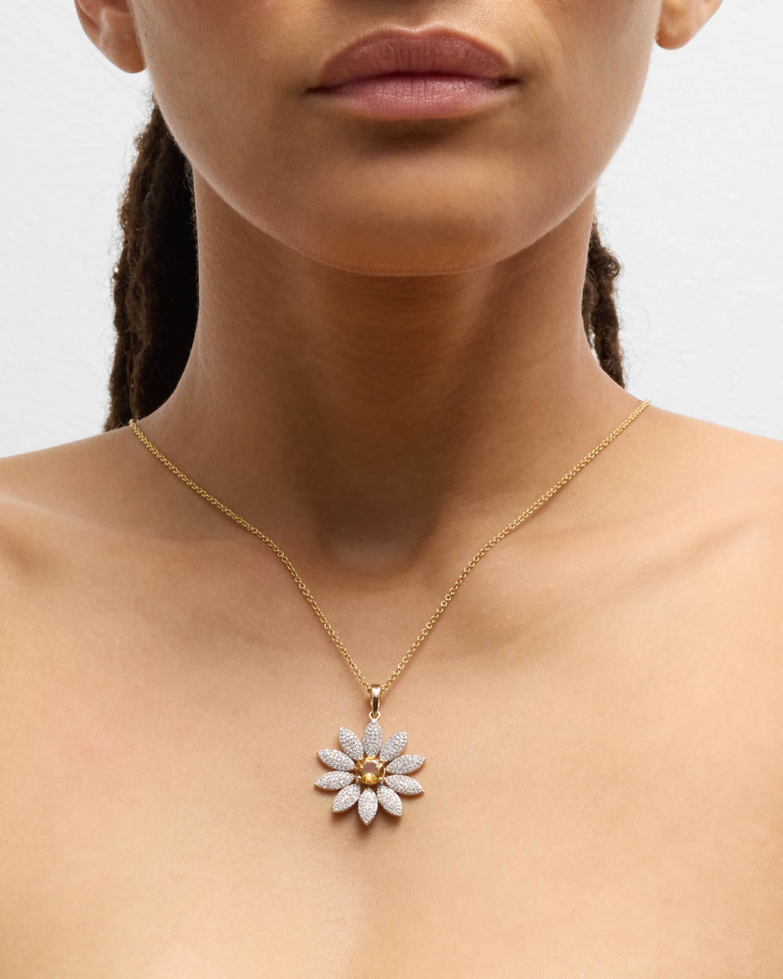 Pave Diamond and Citrine Daisy Charm  1