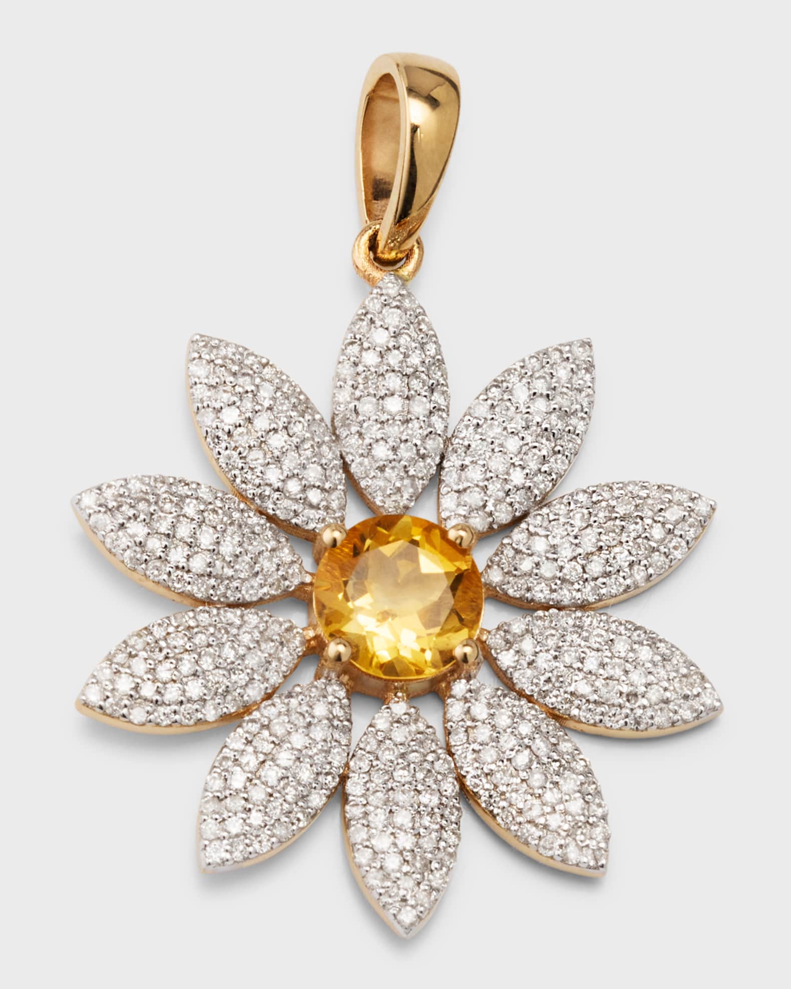 Pave Diamond and Citrine Daisy Charm  0
