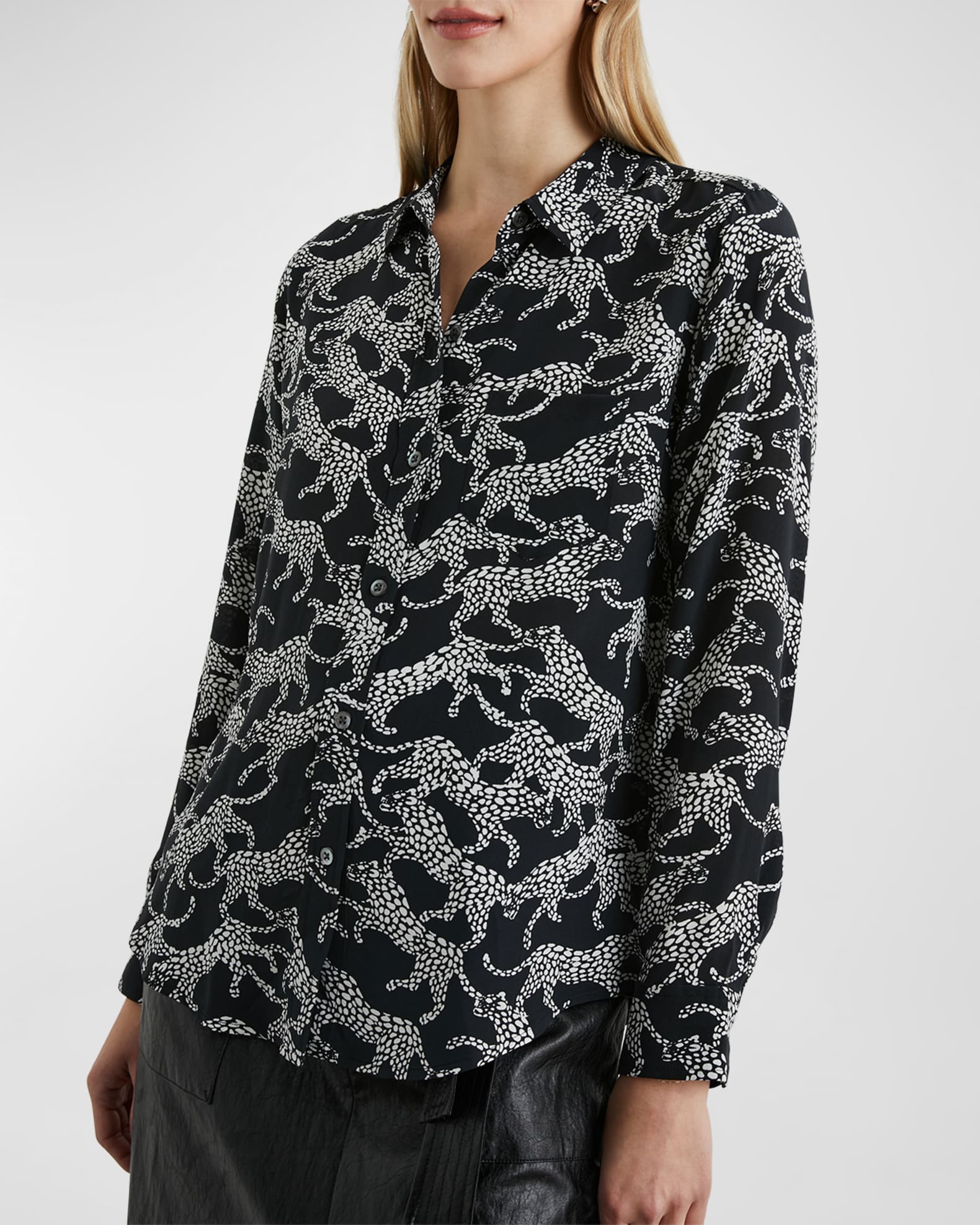 Rails Kate Lynx-Printed Silk Shirt | Neiman Marcus