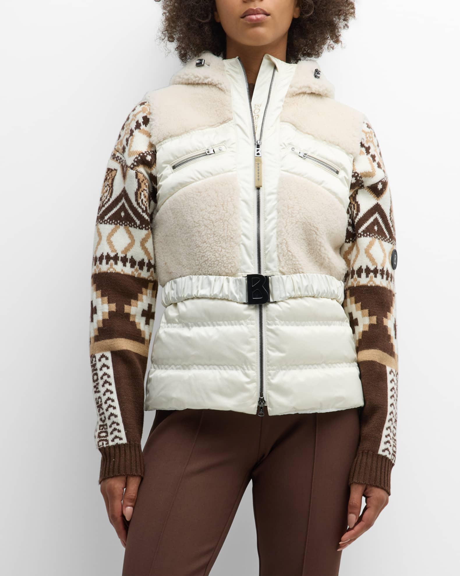 Minka Shearling Hybrid Vest with Hood 1