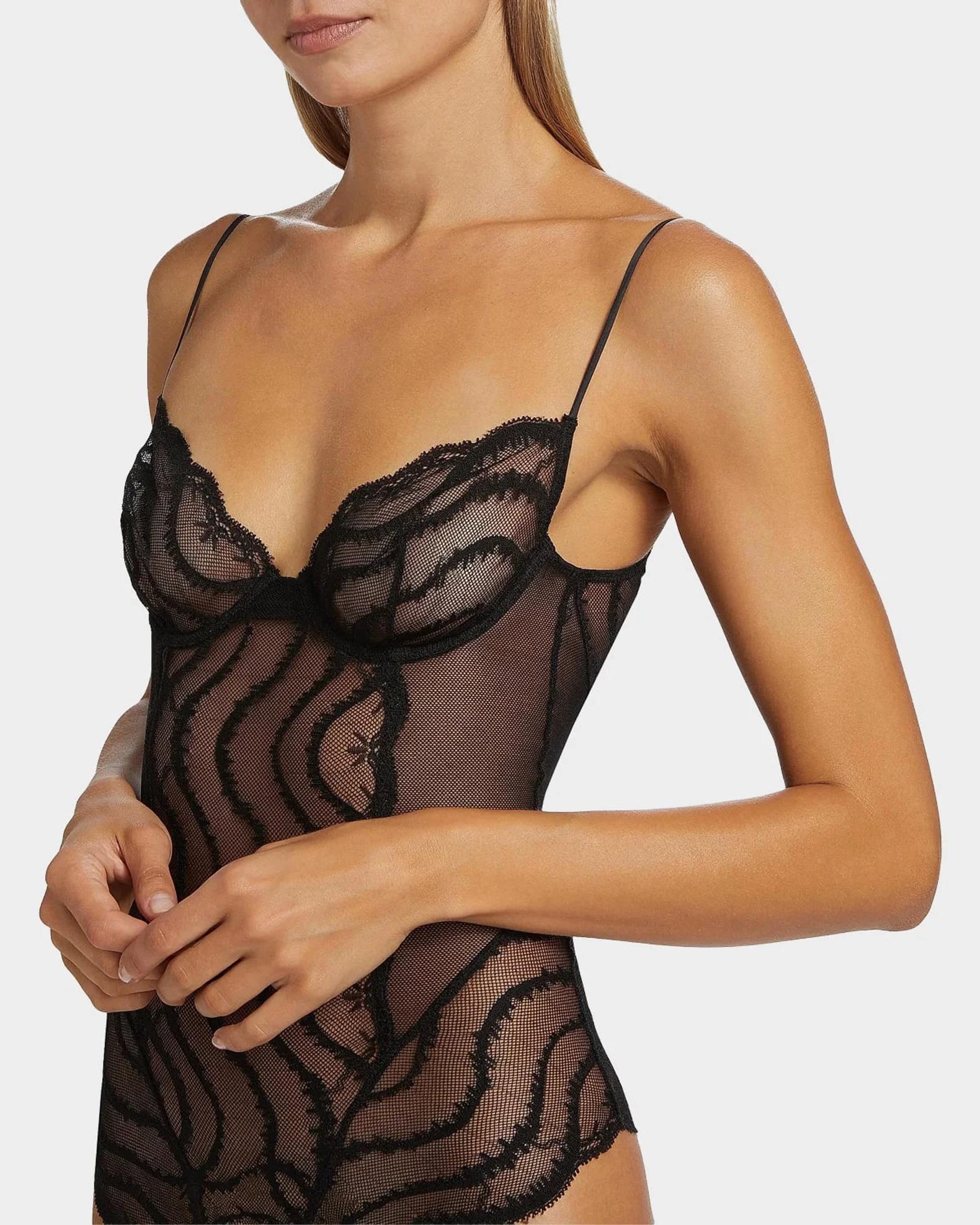 Kiki De Montparnasse Leche Moi Embroidered Tulle Bodysuit | Neiman