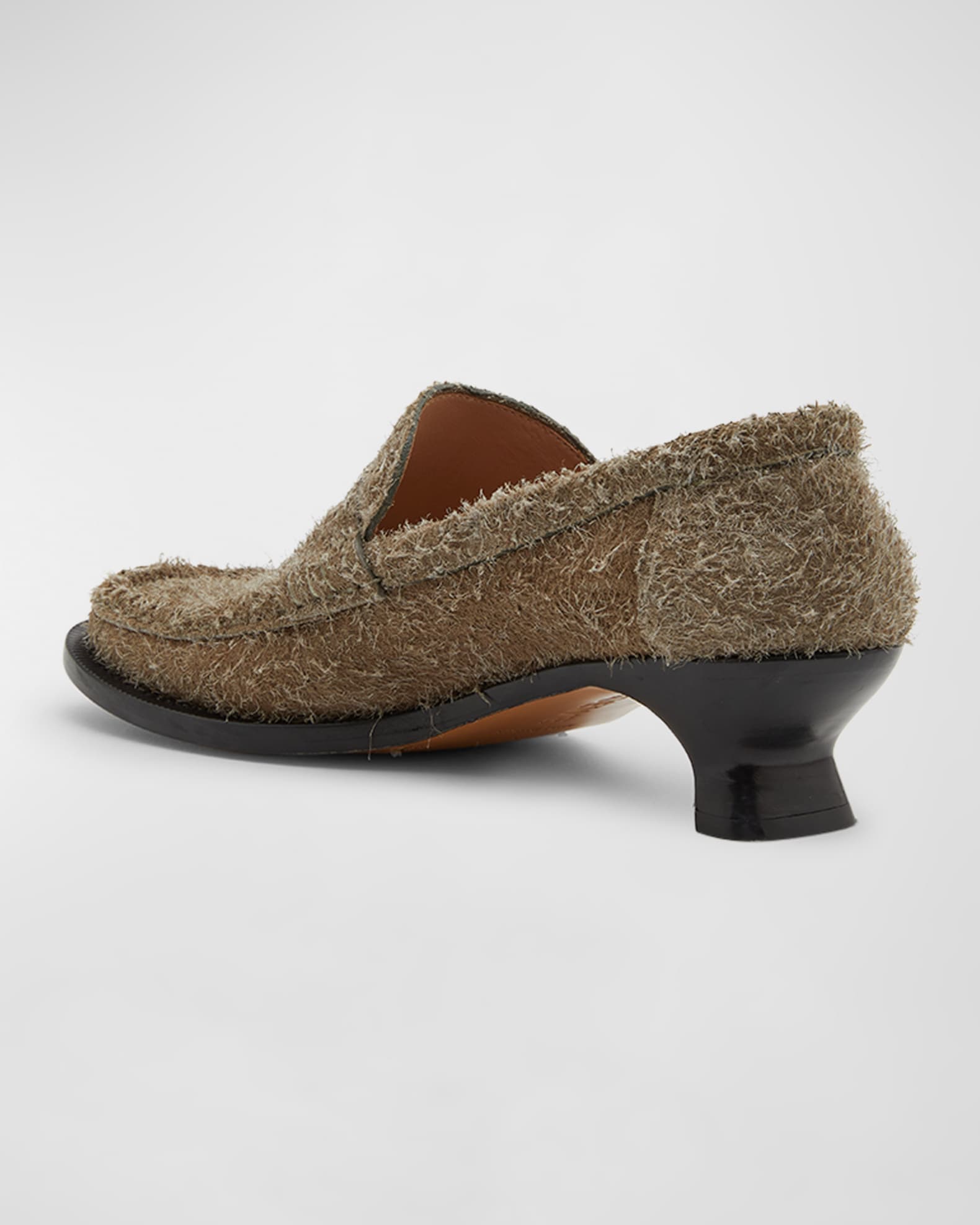 Loewe Terra Suede Kitten-Heel Penny Loafers | Neiman Marcus
