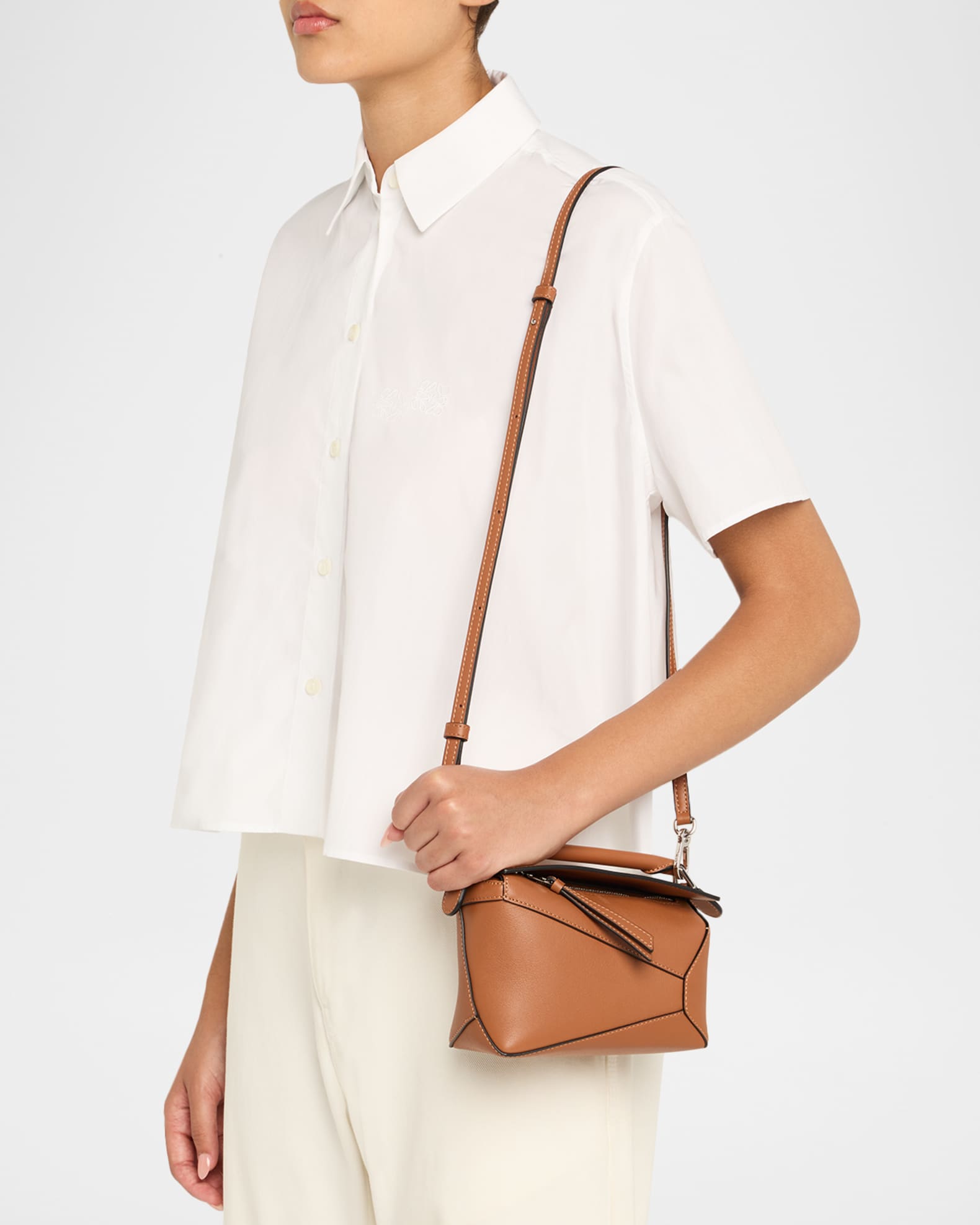 x Paula's Ibiza Puzzle Edge Mini Top-Handle Bag in Leather 1