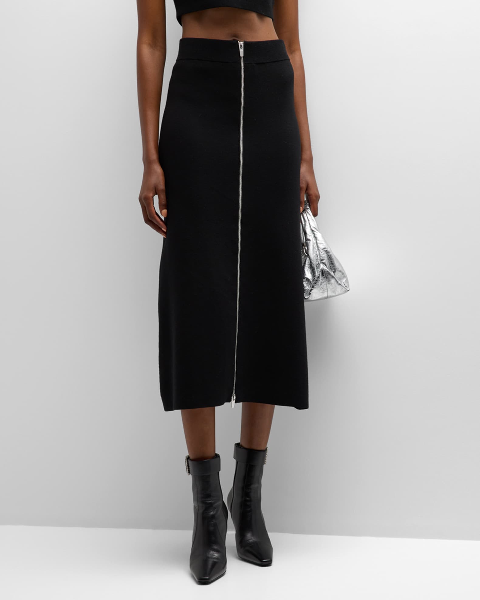 Zipper midi pencil skirt hotsell
