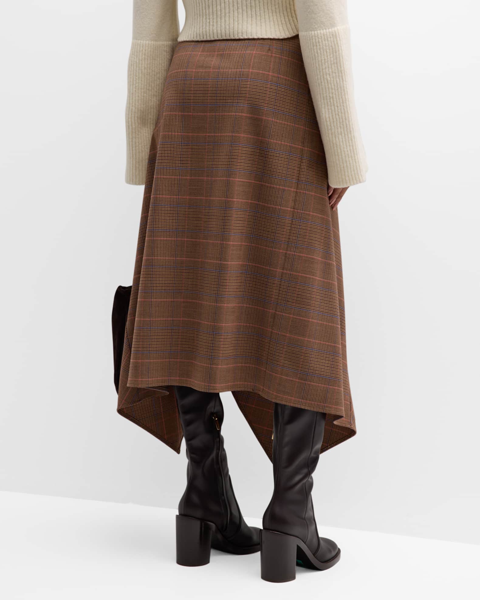 A.L.C. Navy Plaid Handkerchief Midi Skirt | Neiman Marcus