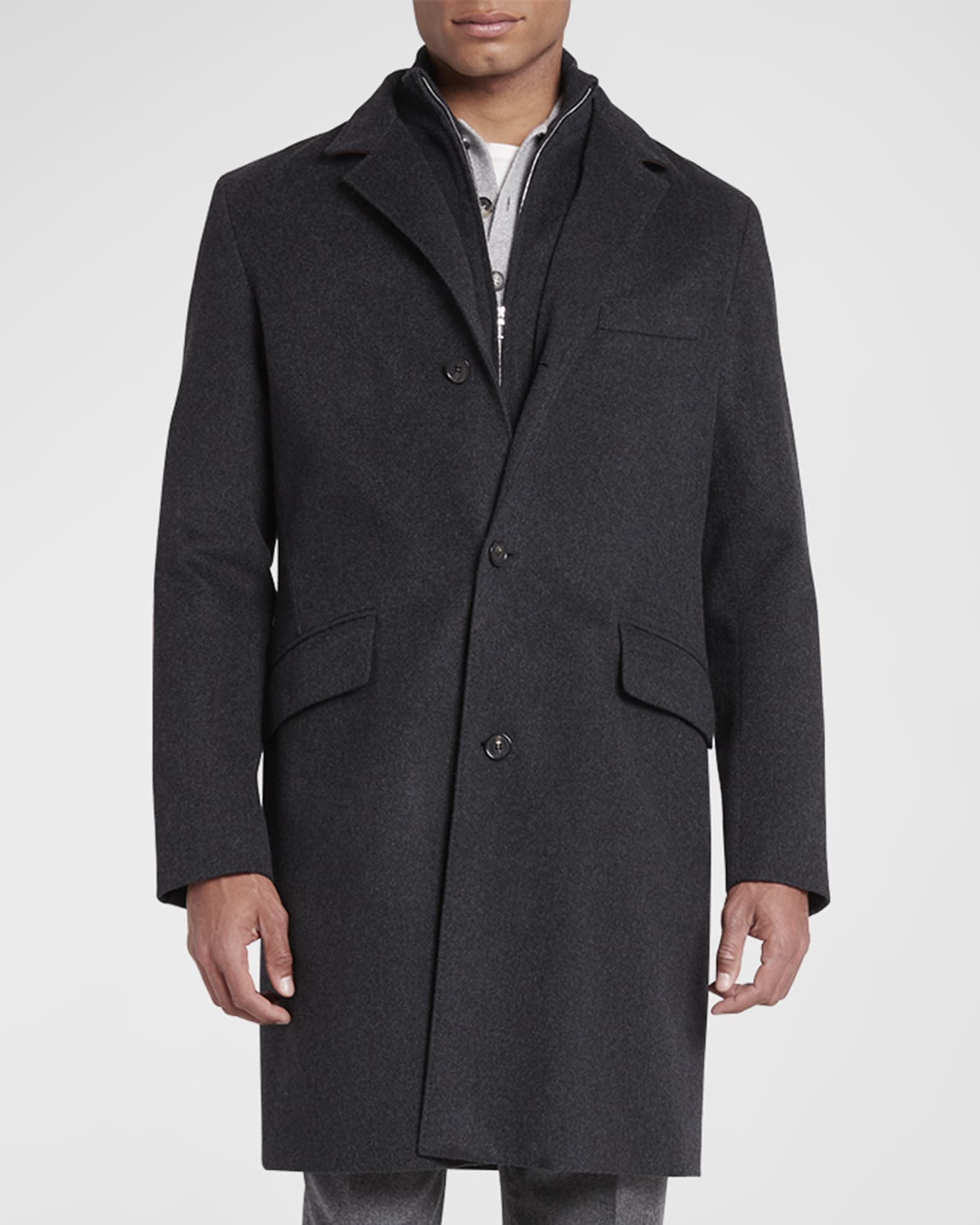 Loro Piana Men's Martingala Cashmere Overcoat with Inset Zip | Neiman ...