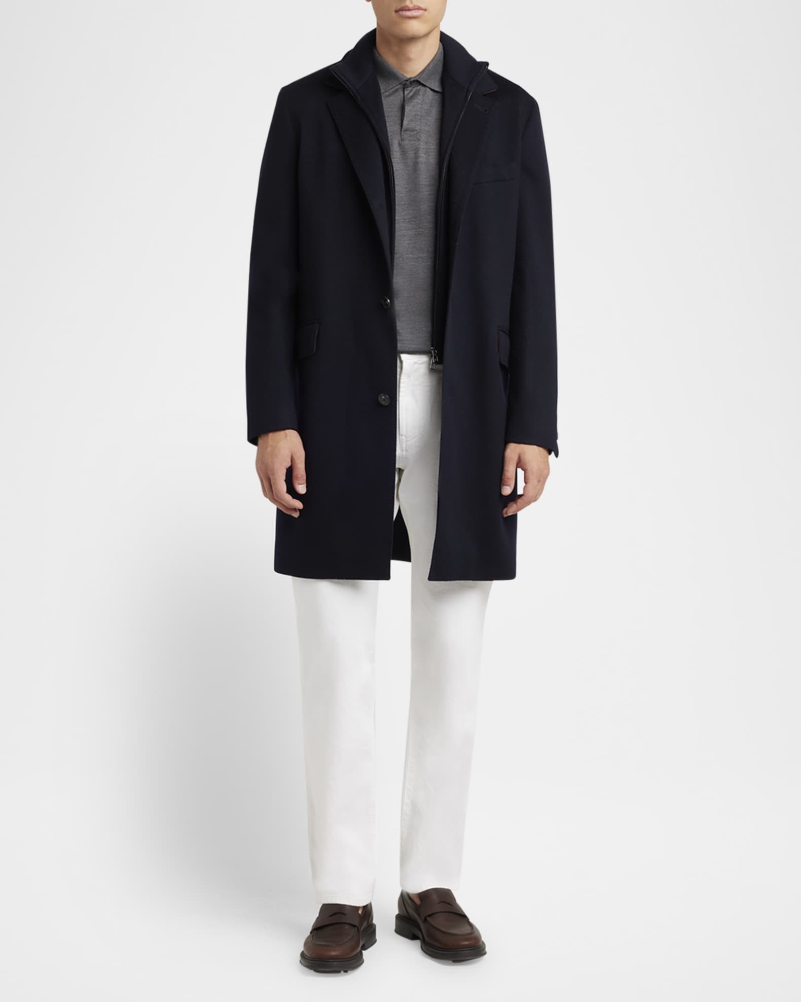 Men's Martingala Cashmere Overcoat with Inset Zip 1