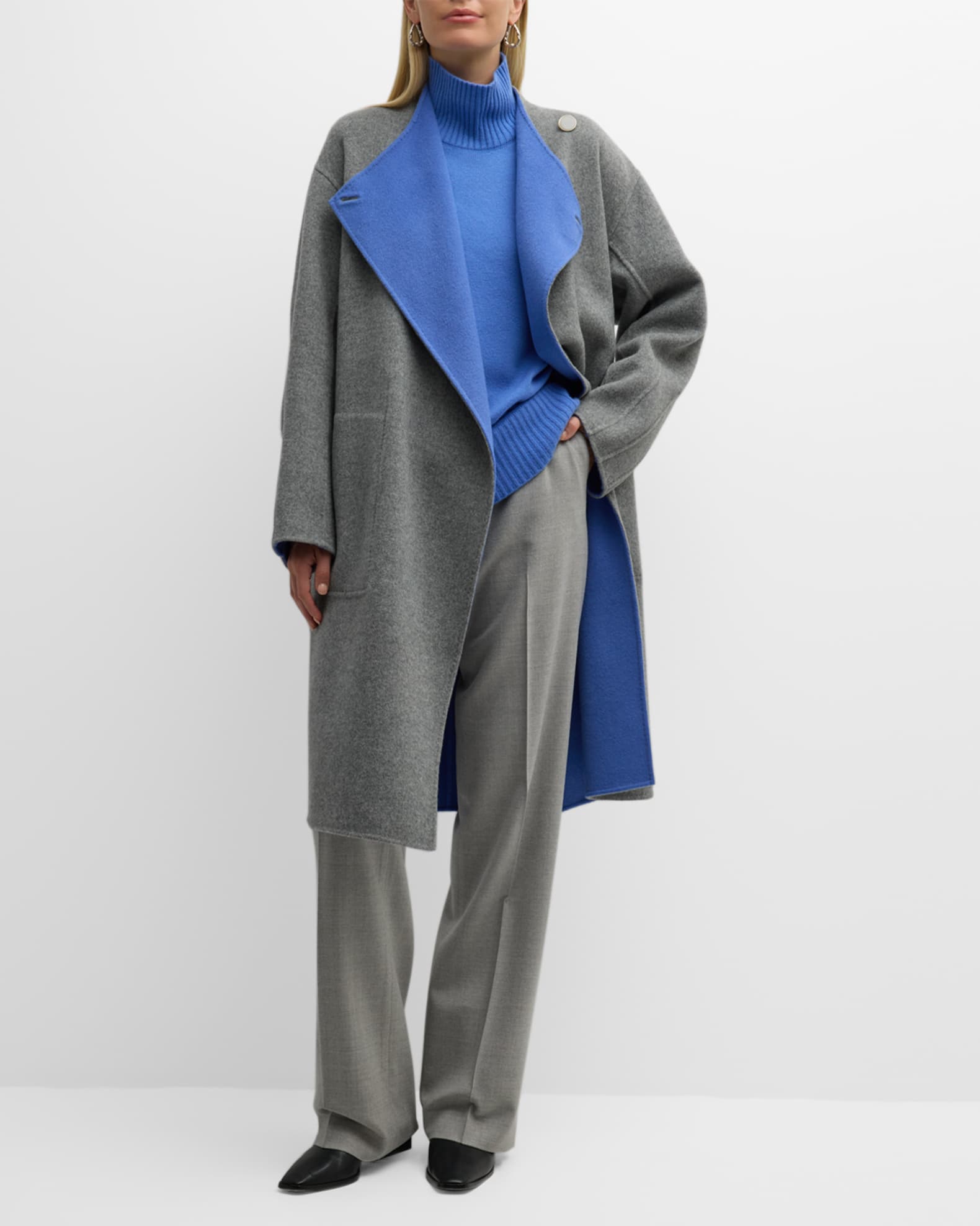 Lafayette 148 New York Reversible Two-Tone Double-Face Wool Coat