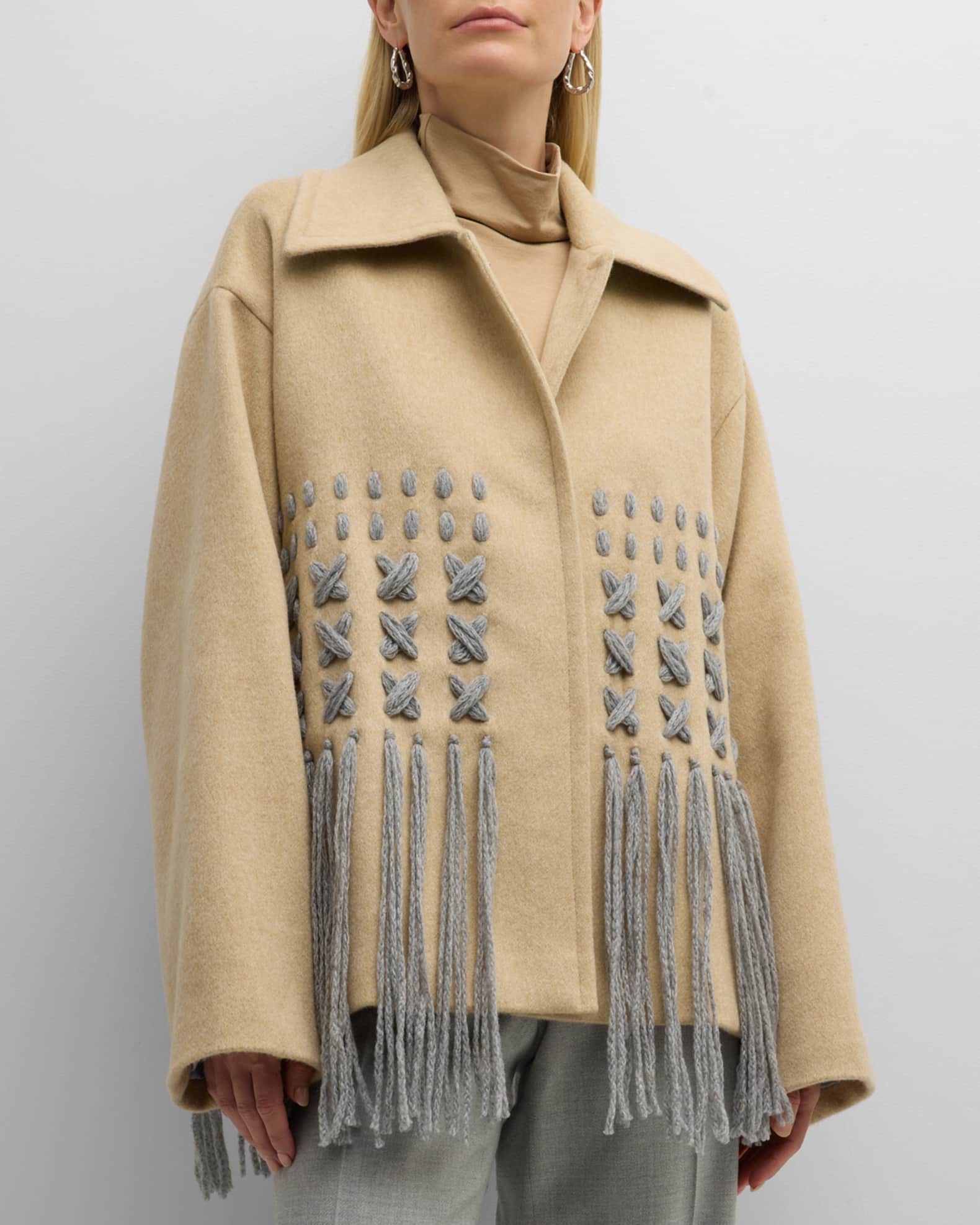 EMBROIDERED SHEARLING JACKET - Rope