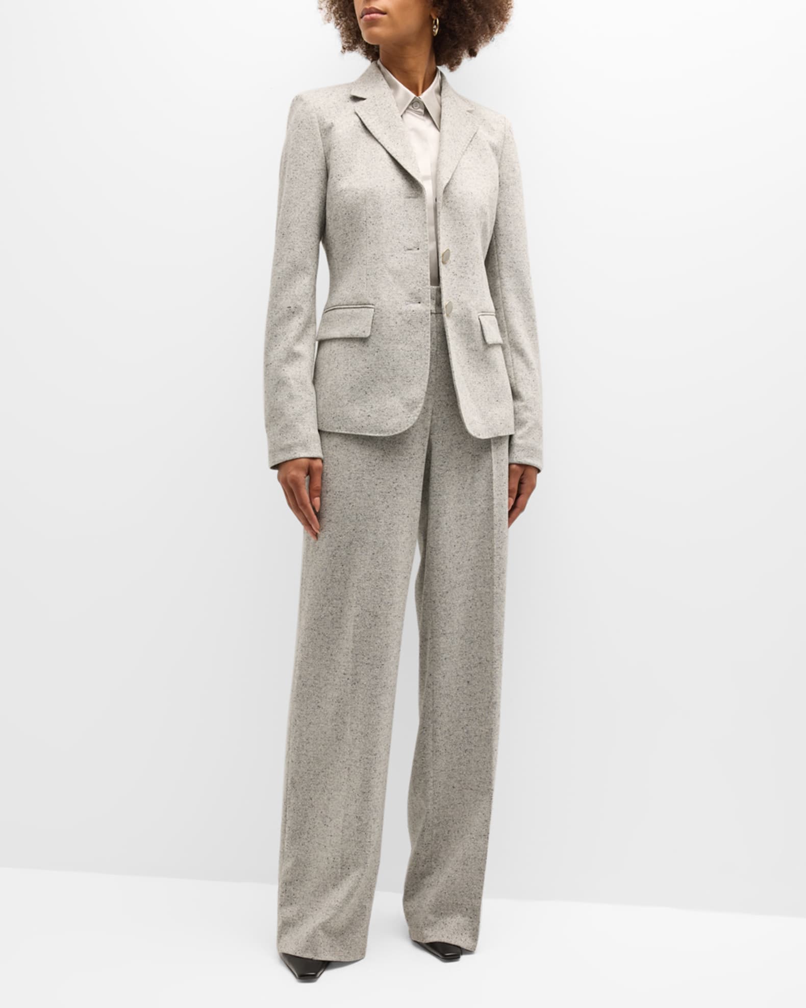 Lafayette 148 New York SpreadCollar Silk Charmeuse Blouse Neiman Marcus