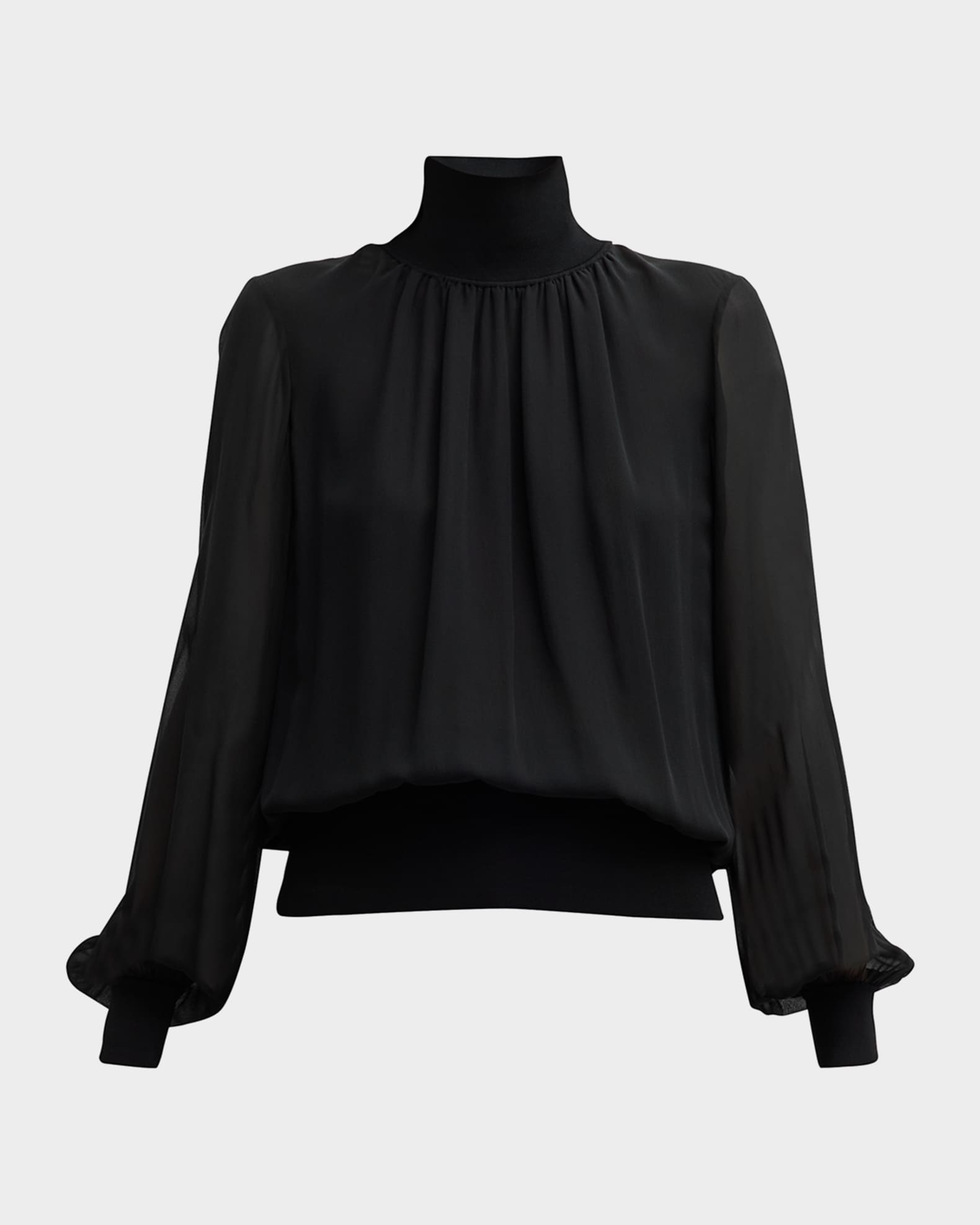 RUBZOOF Womens Long Sleeve Blouses Frill Mock Neck Casual Trendy