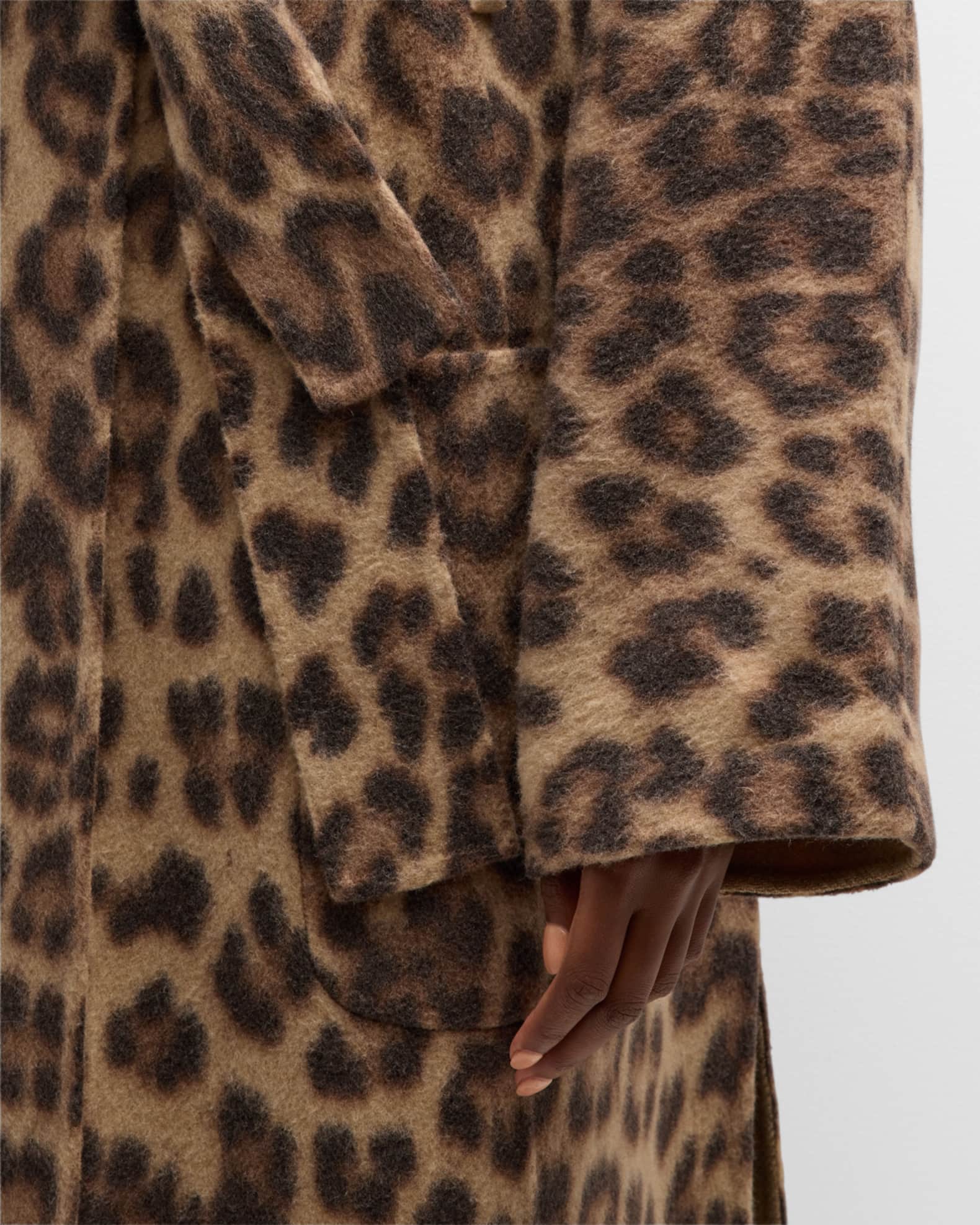 A.L.C. Winslet Cheetah Wool Blend Belted Coat Neiman Marcus