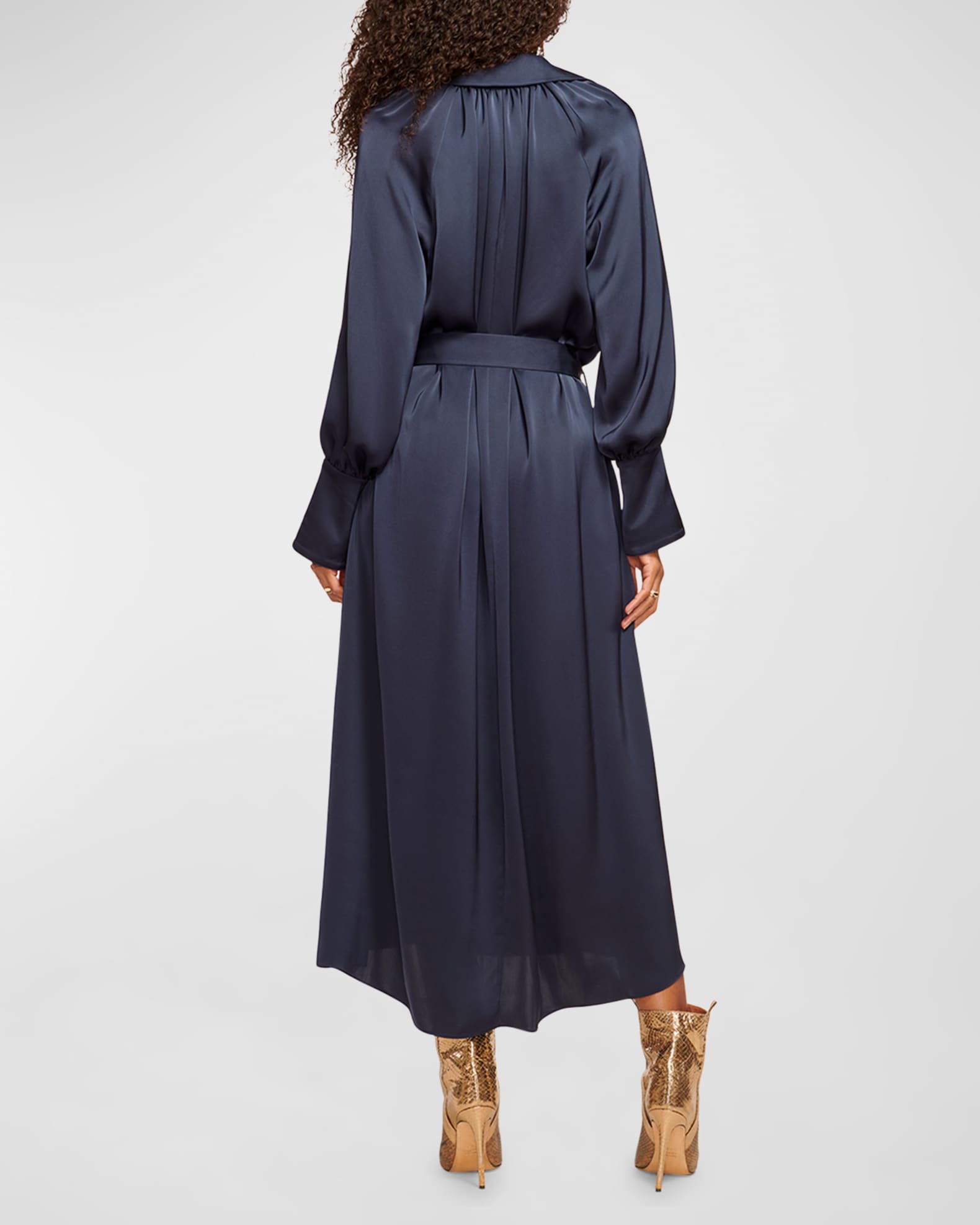 Ramy Brook Cecilia Satin Midi Shirtdress | Neiman Marcus
