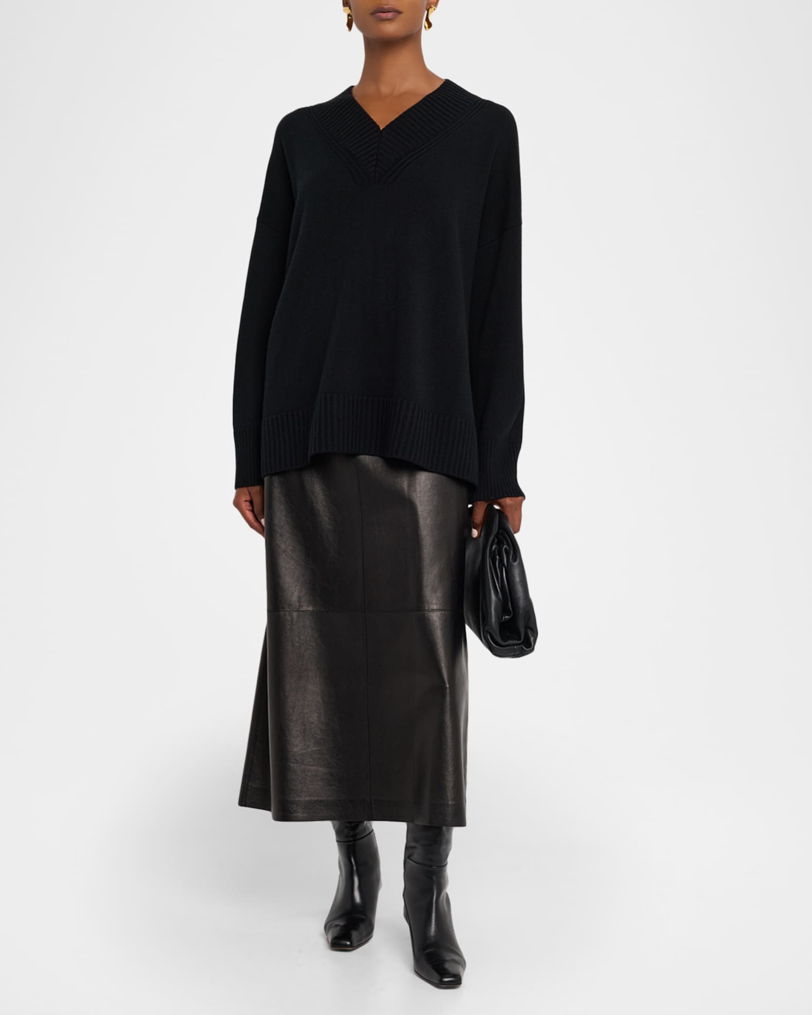 Dolce & Gabbana Grey Cashmere Deep V-neck Pullover Sweater