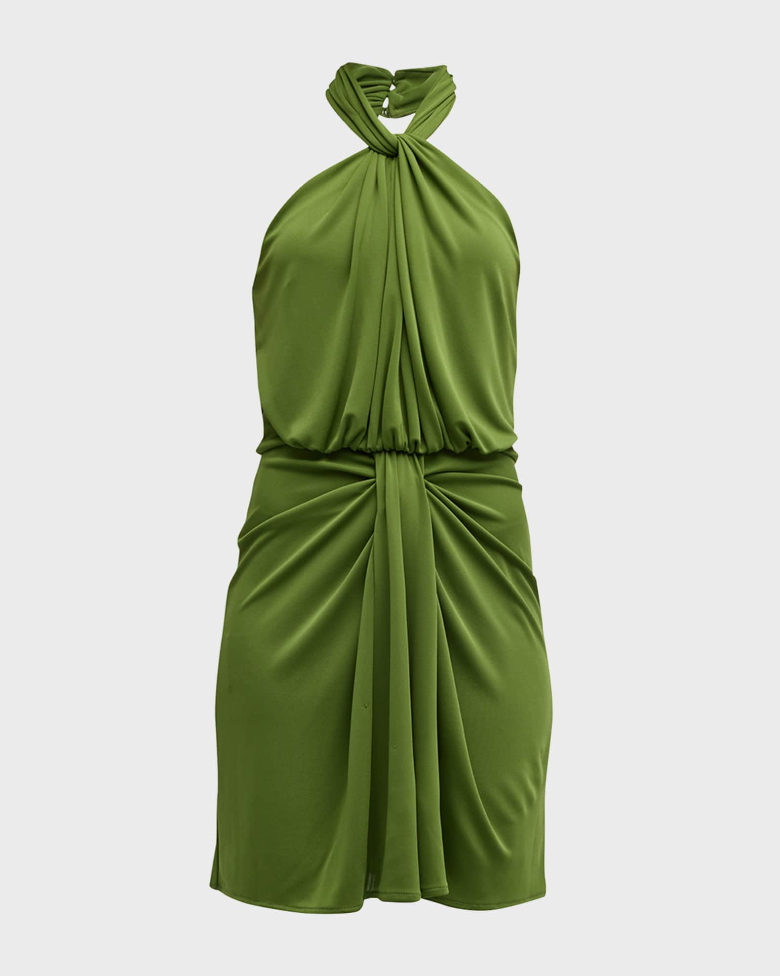 Cinq a Sept Kaily Draped Mini Halter Dress | Neiman Marcus