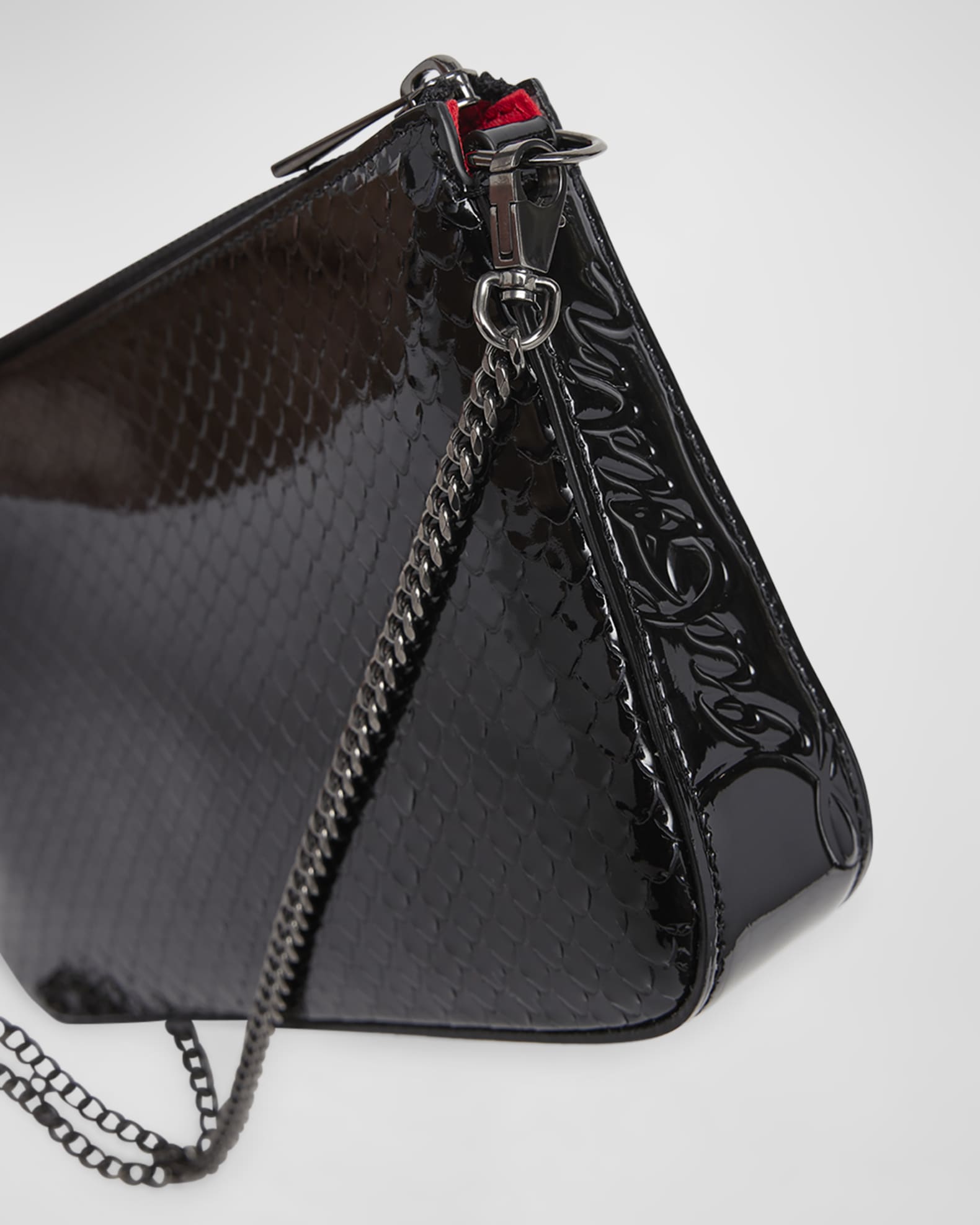 Christian Louboutin Loubila Birdy Patent Pouch Clutch Bag | Neiman Marcus