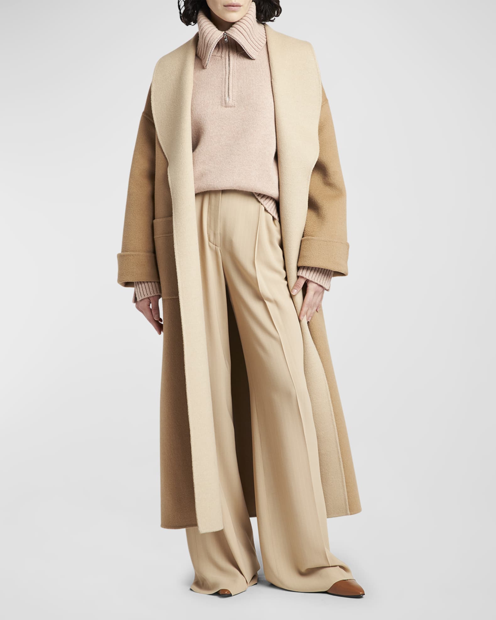 Loro Piana Capp Guilmar Belted Wool Wrap Coat | Neiman Marcus