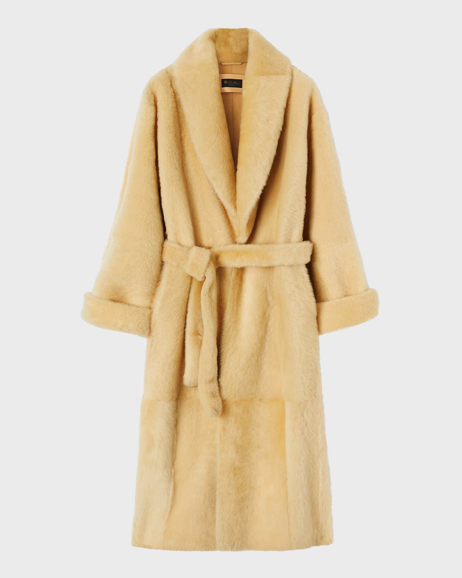 Loro Piana Thierry Belted Plush Sheep Shearling Coat