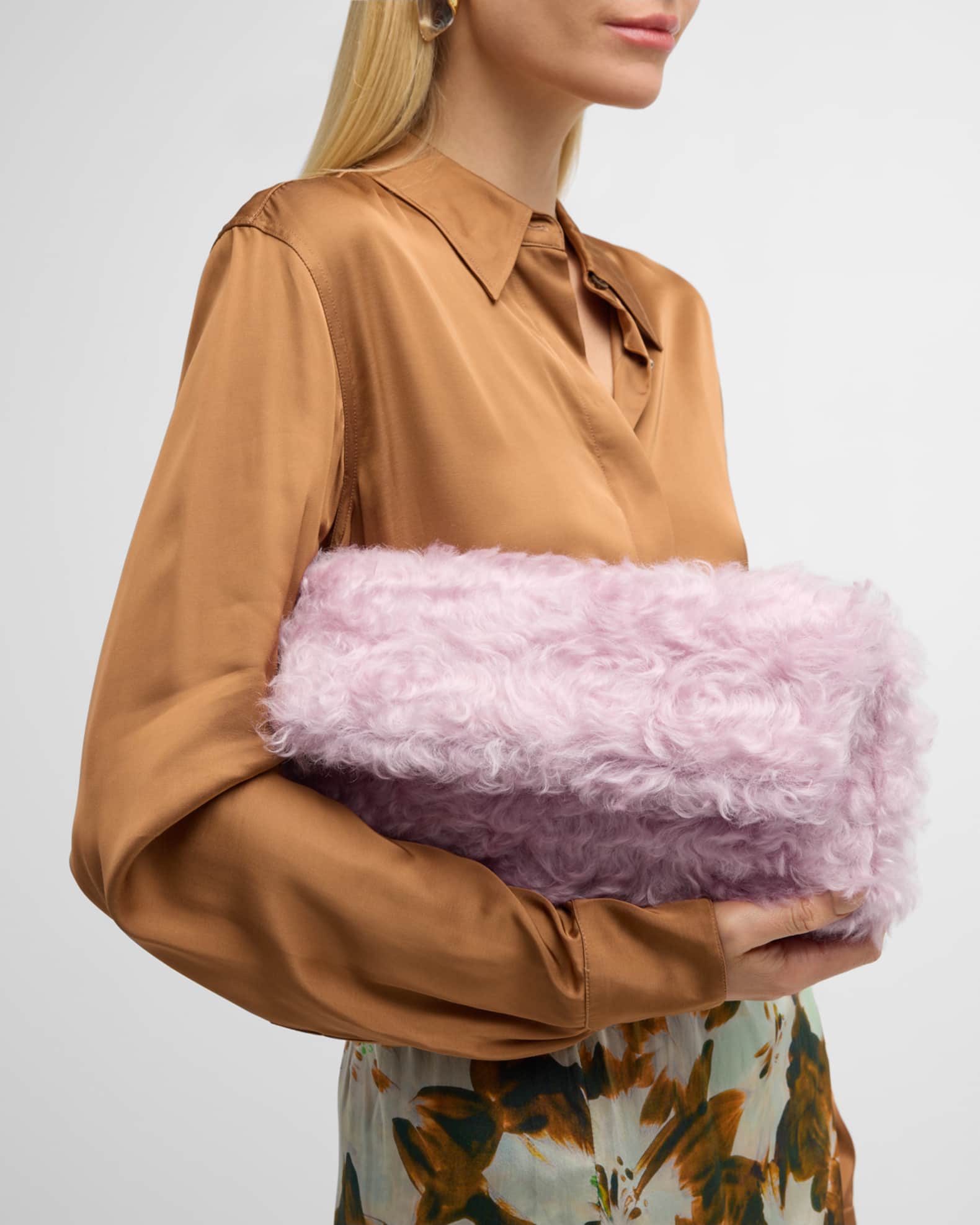 Dries Van Noten Faux Fur Clutch Bag Neiman Marcus