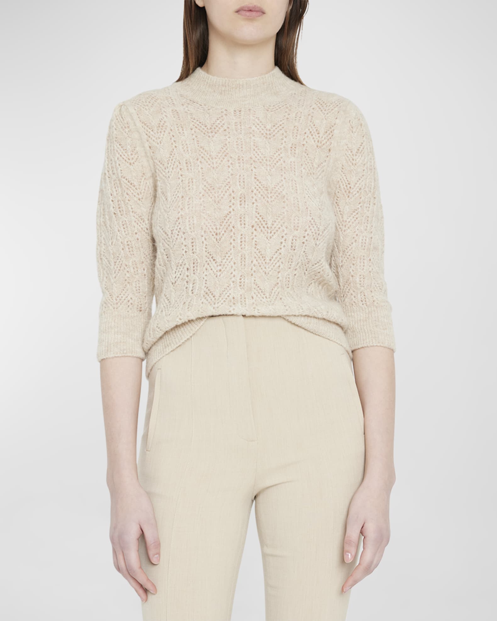 Buy ONLY Cream Pointelle Knit Pullover online