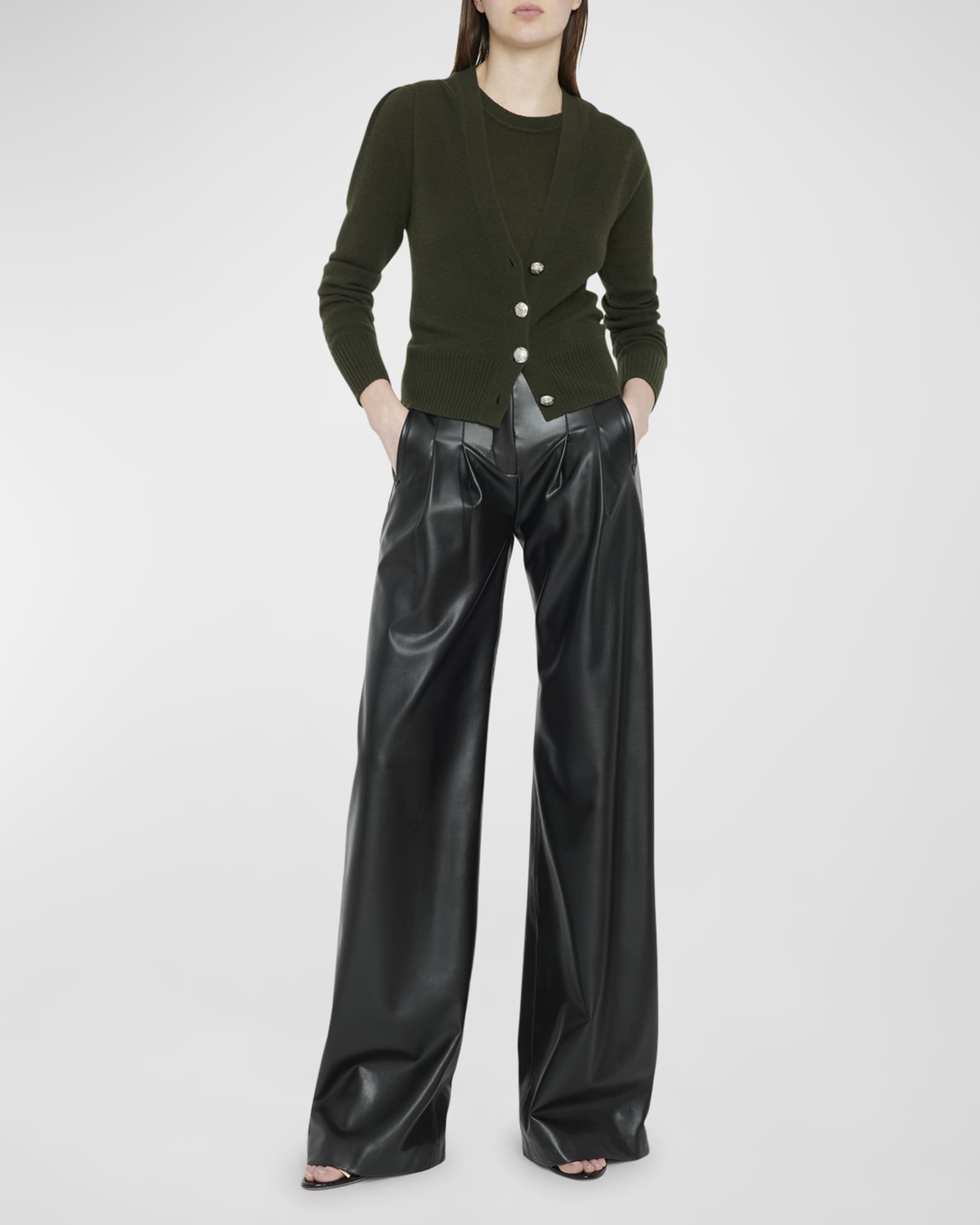 Veronica Beard Rennert Wide-Leg Vegan Leather Pants | Neiman Marcus