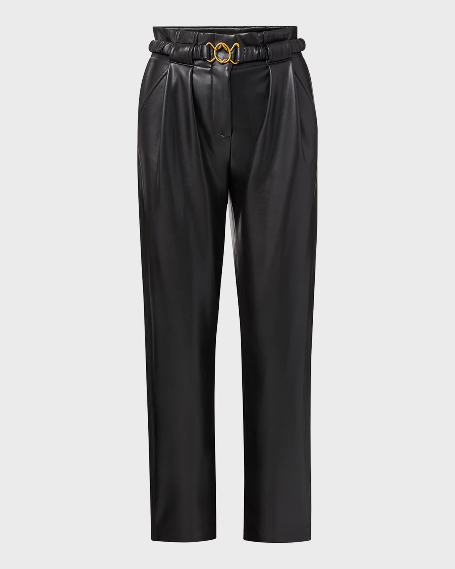 Veronica Beard Coolidge Belted Vegan Leather Pants | Neiman Marcus