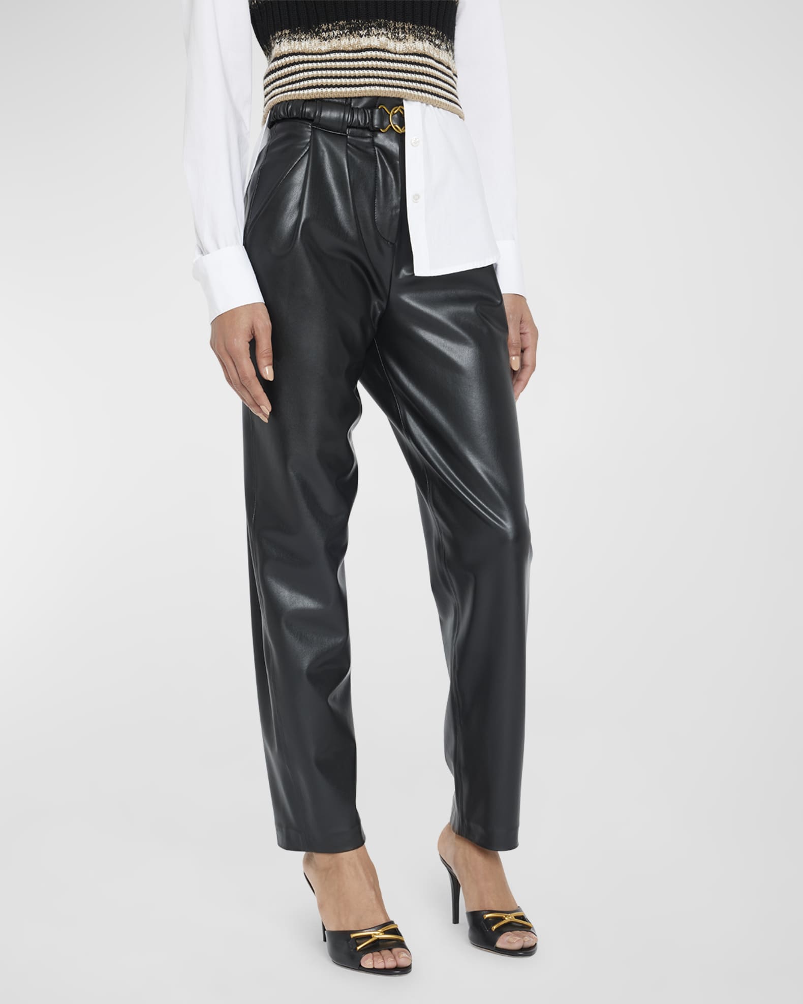 Veronica Beard Coolidge Belted Vegan Leather Pants Neiman Marcus