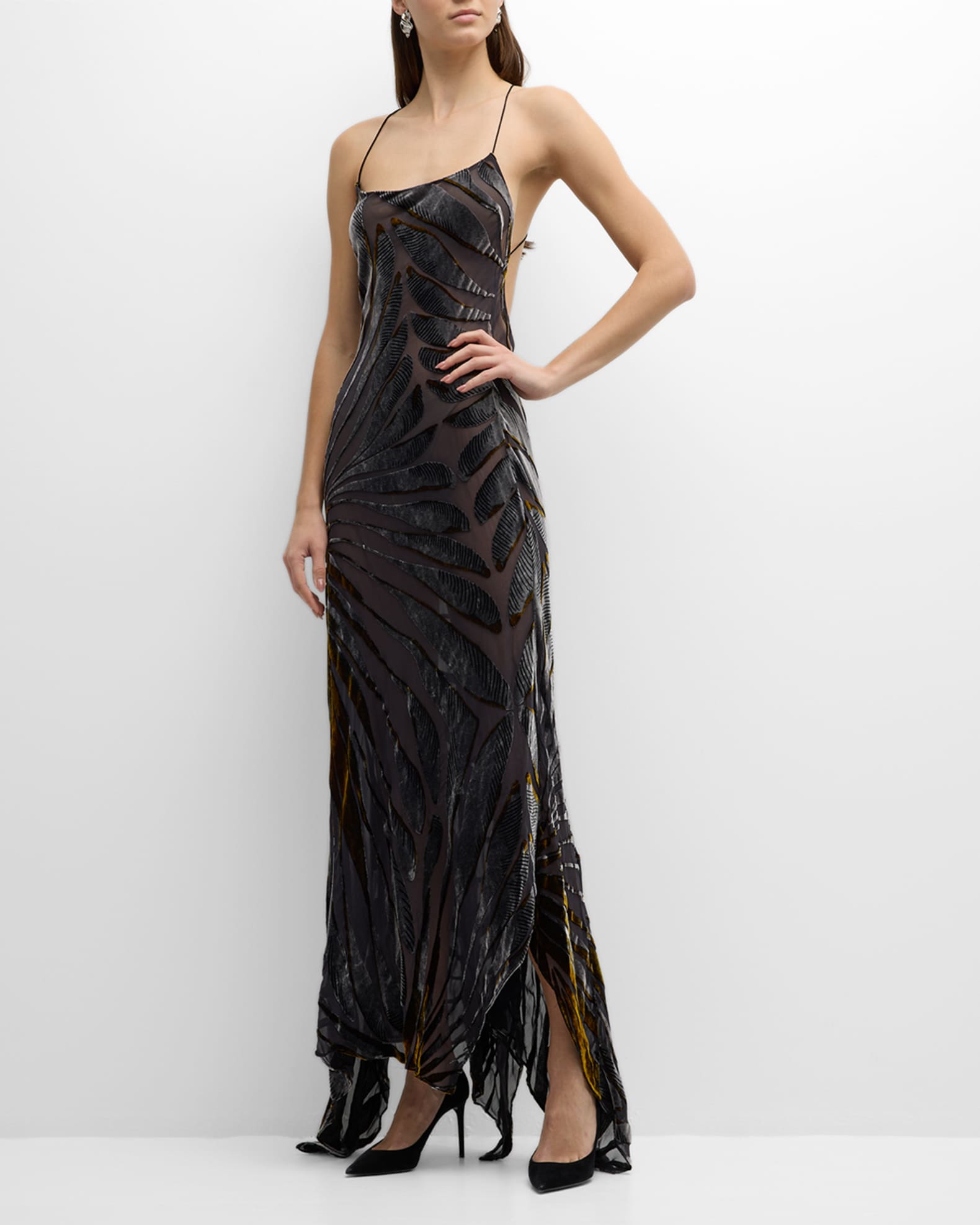 Roberto Cavalli Burnout Velvet Backless Sleeveless Maxi Dress | Neiman