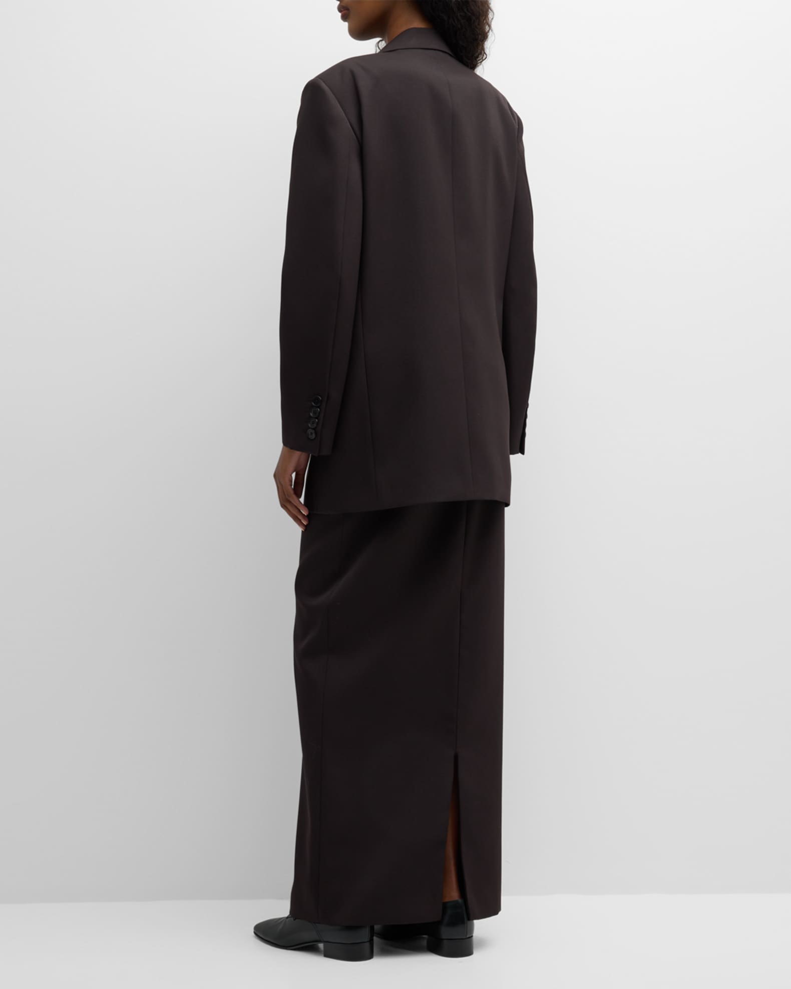 Double-breasted wool twill blazer