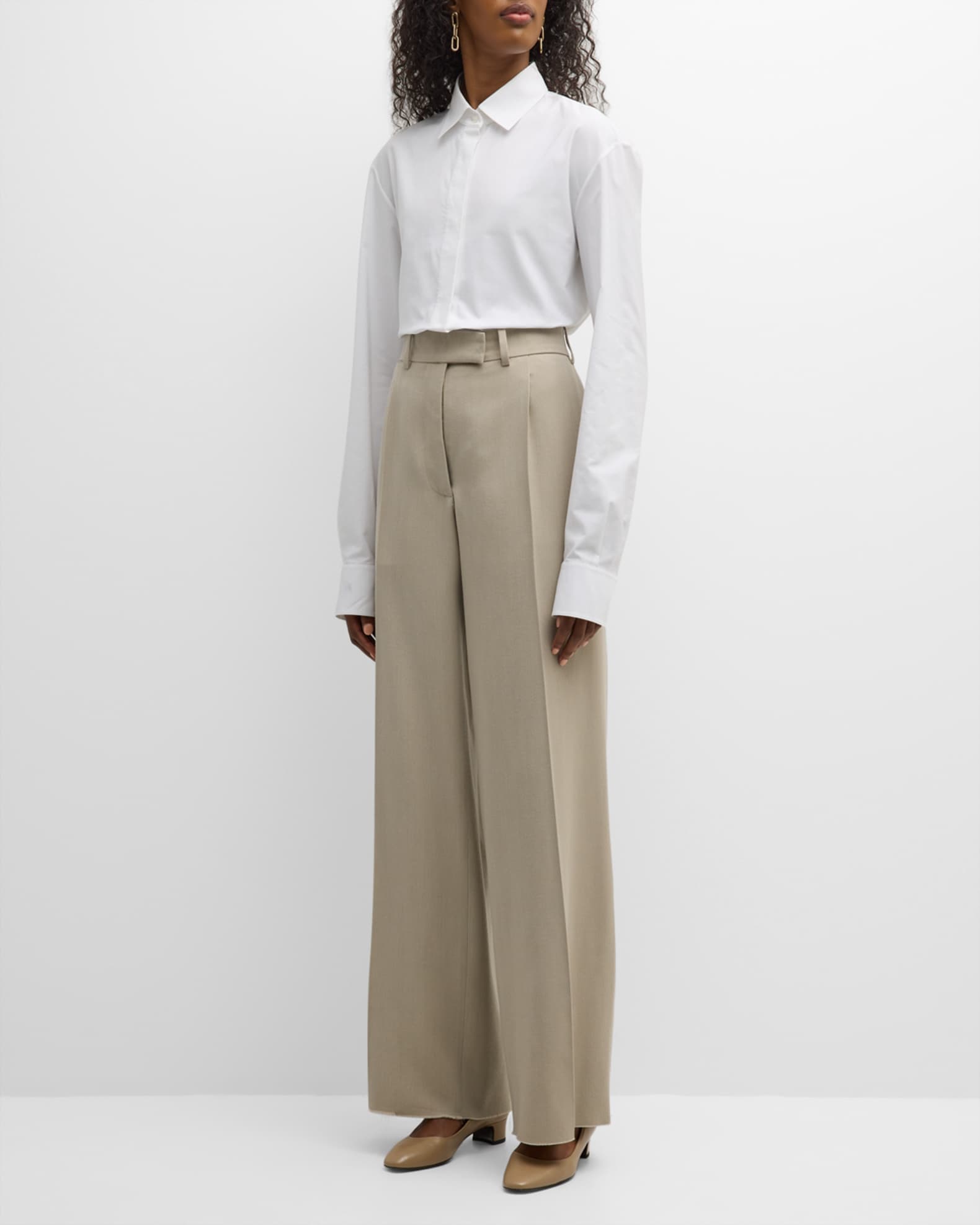 THE ROW Roan Pleated Wide-Leg Trousers | Neiman Marcus
