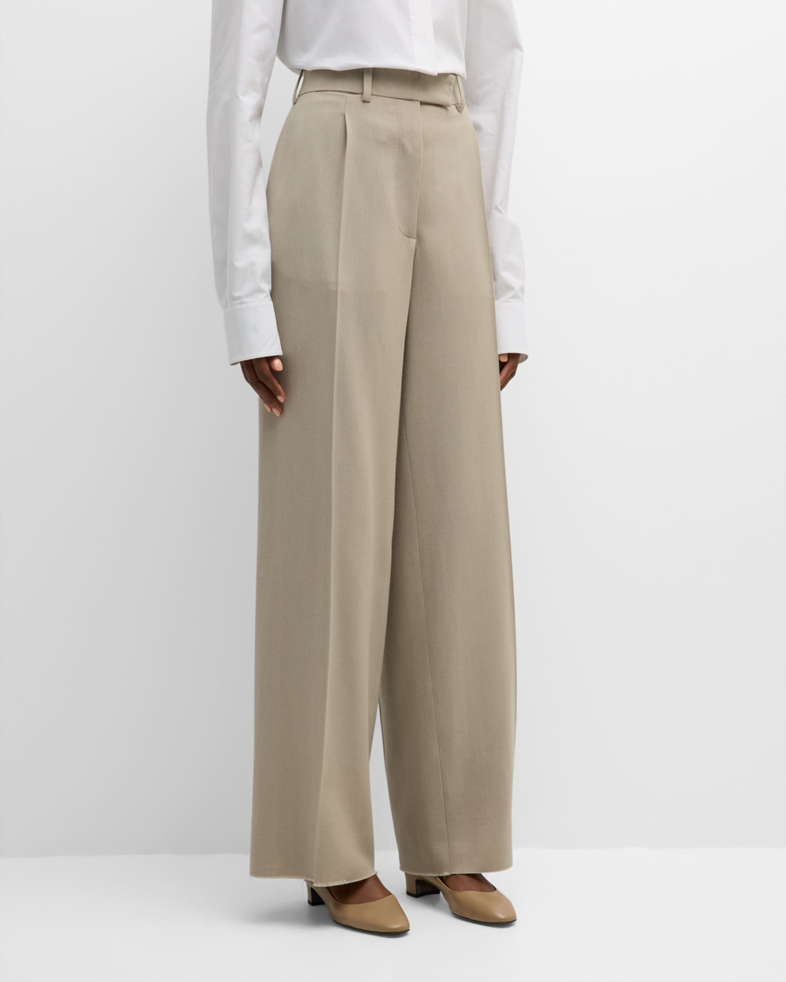 THE ROW Roan Pleated Wide-Leg Trousers | Neiman Marcus