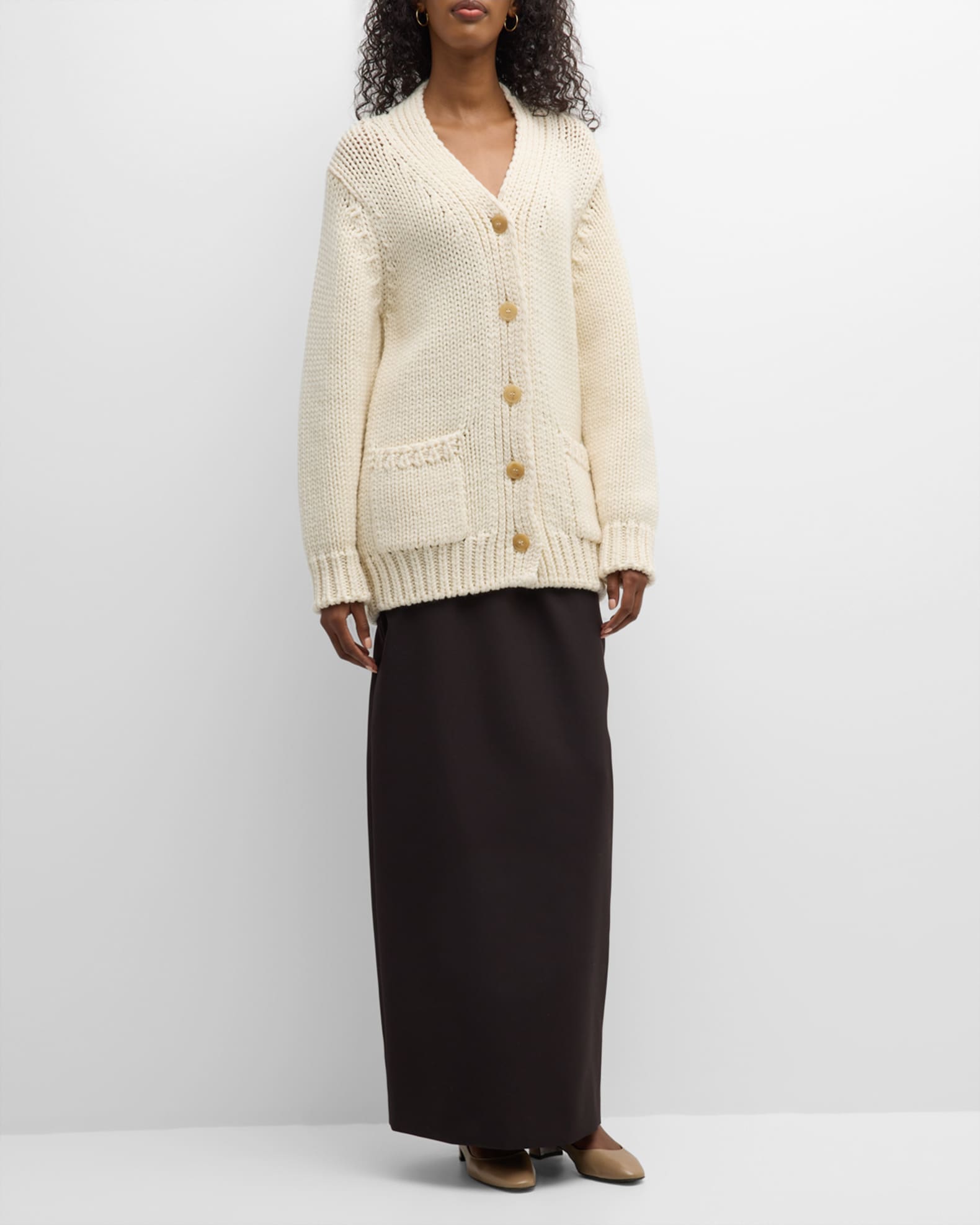 THE ROW Evesham Wool Button-Front Cardigan | Neiman Marcus