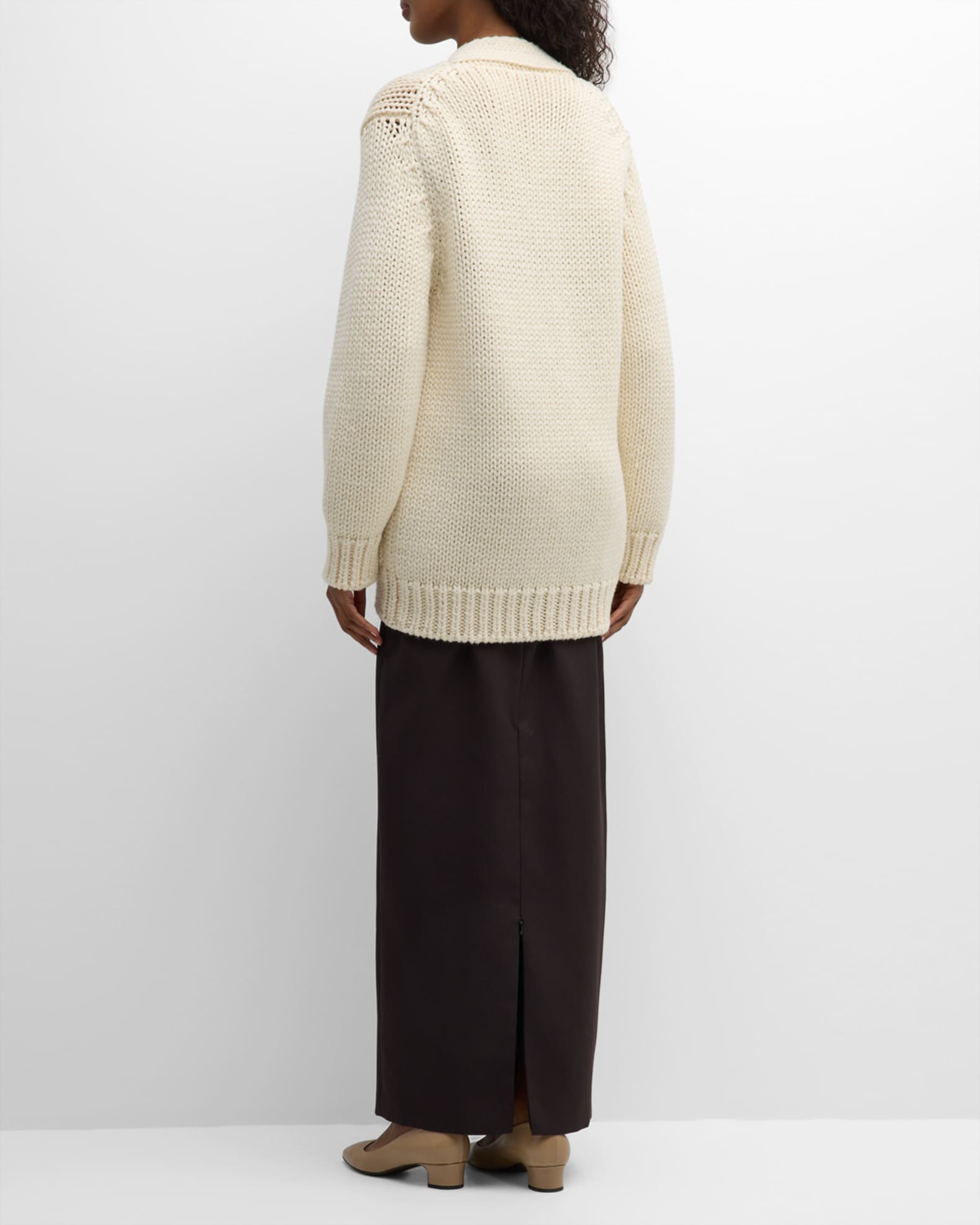 THE ROW Evesham Wool Button-Front Cardigan | Neiman Marcus