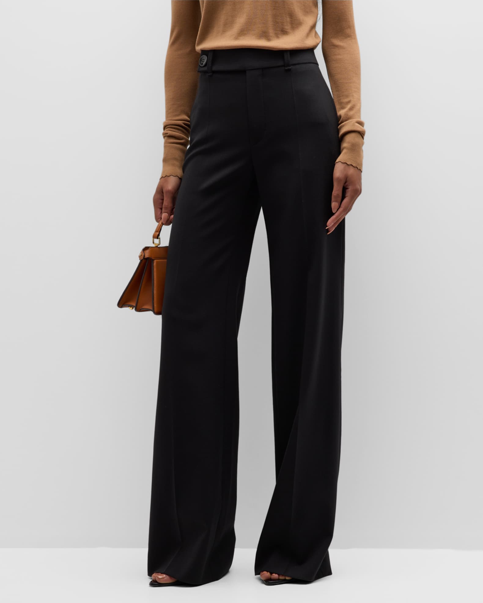 Chanel Black Wool Side Zip Straight Leg Dress Pants Size 40
