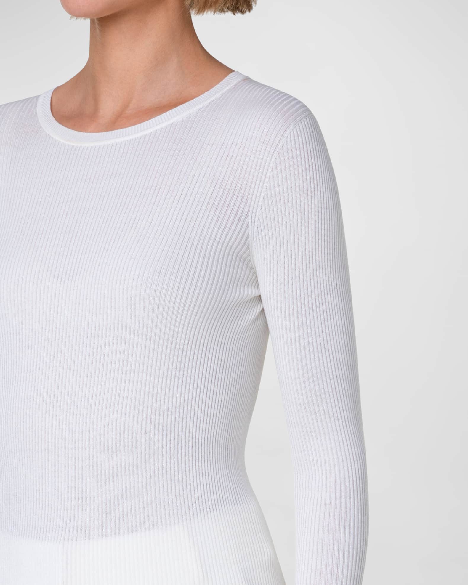 Akris Silk Cotton Seamless Rib Fitted Sweater | Neiman Marcus