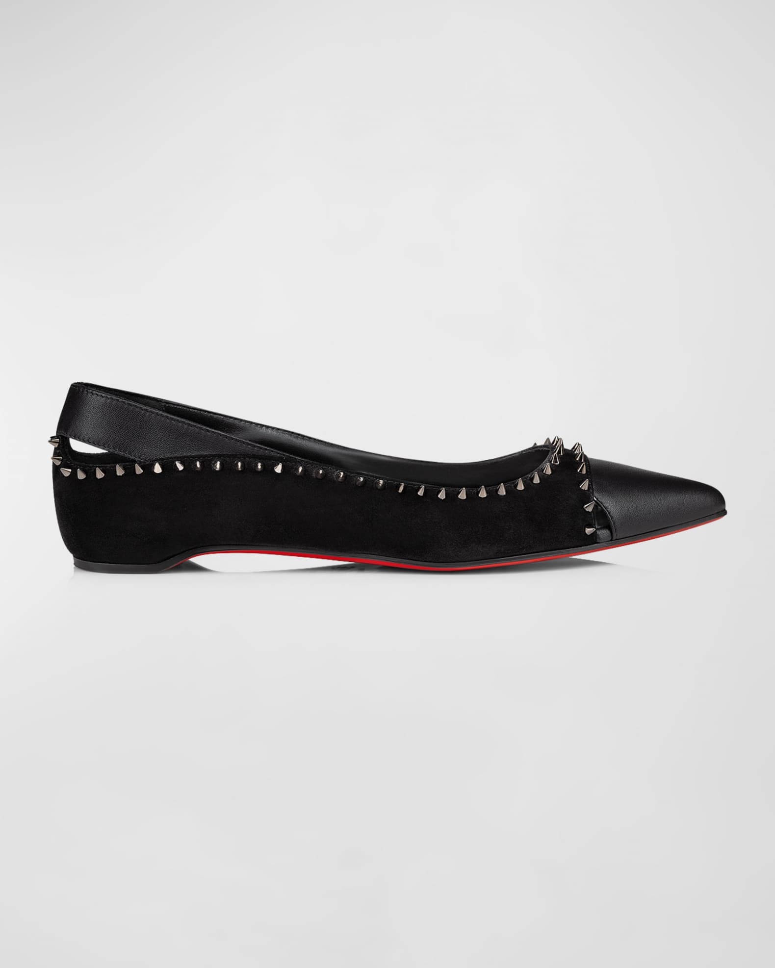 Christian Louboutin Duvettina Leather Spike Red Sole Ballerina Flats ...