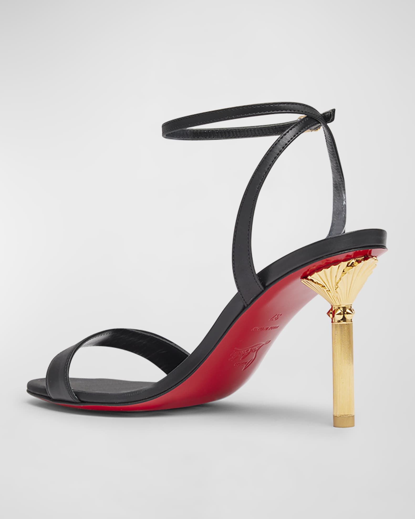 Christian Louboutin Leather Ankle-Strap Red Sole Sandals | Neiman Marcus
