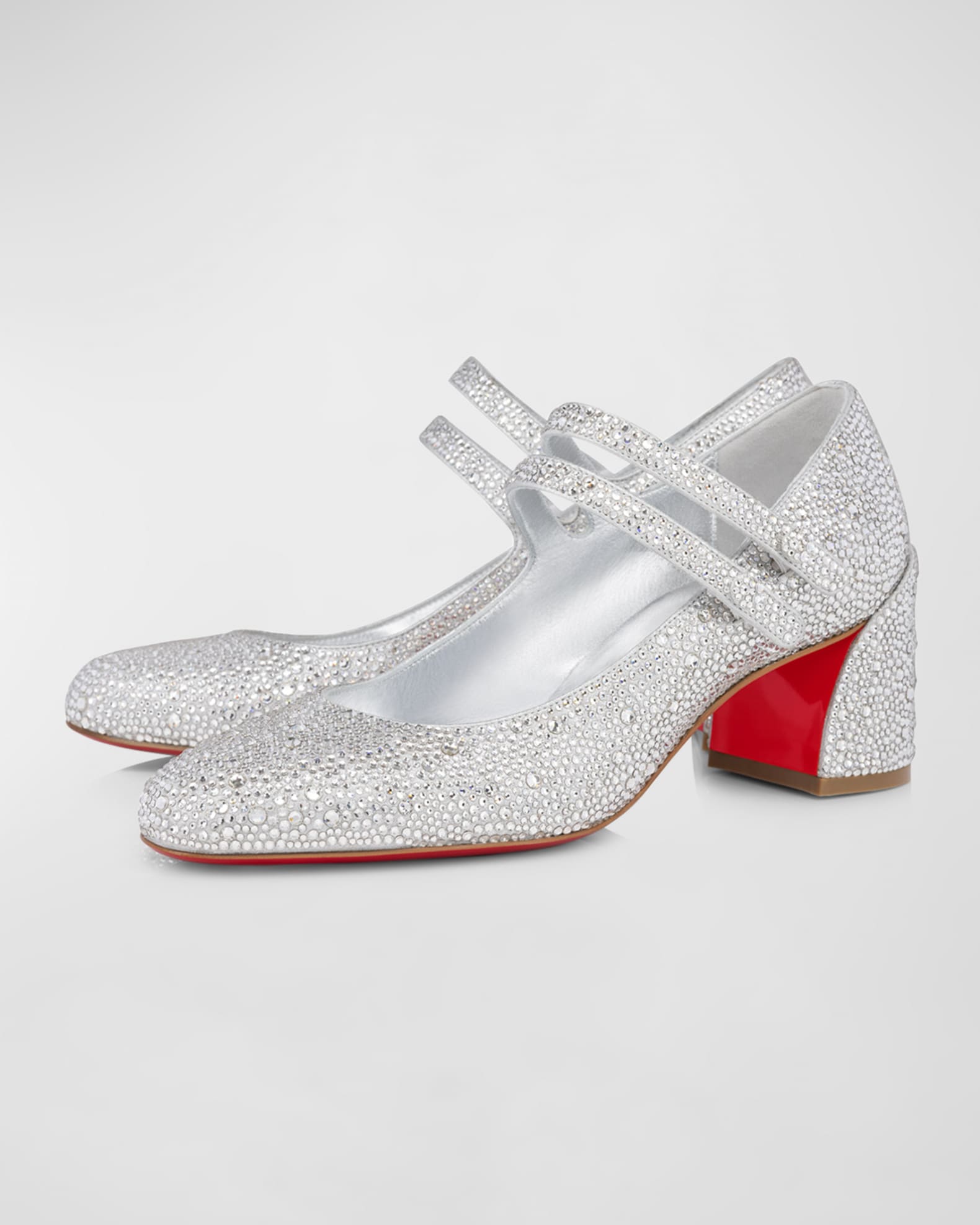 Miss Jane Crystal Red Sole Double-Buckle Pumps