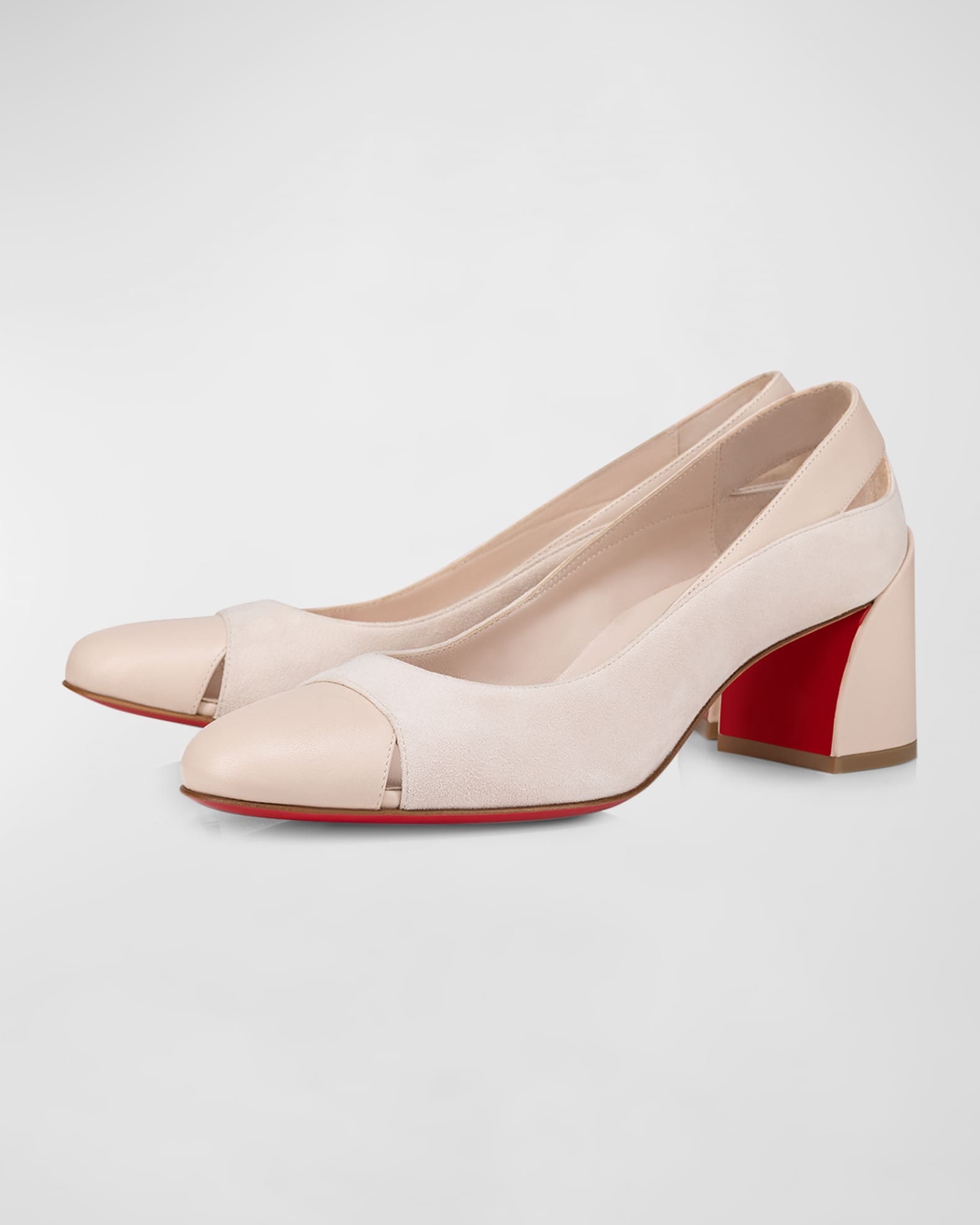 Christian Louboutin Miss Duvette Mixed Leather Red Sole Pumps
