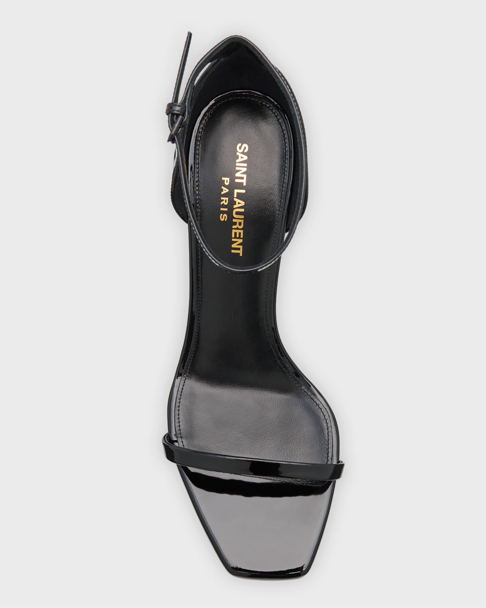 Saint Laurent 85mm Opyum YSL Patent Leather Sandals with